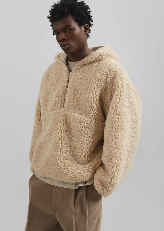 Haworth Faux Shearling Hoodie - Cream made by Frankie Shop