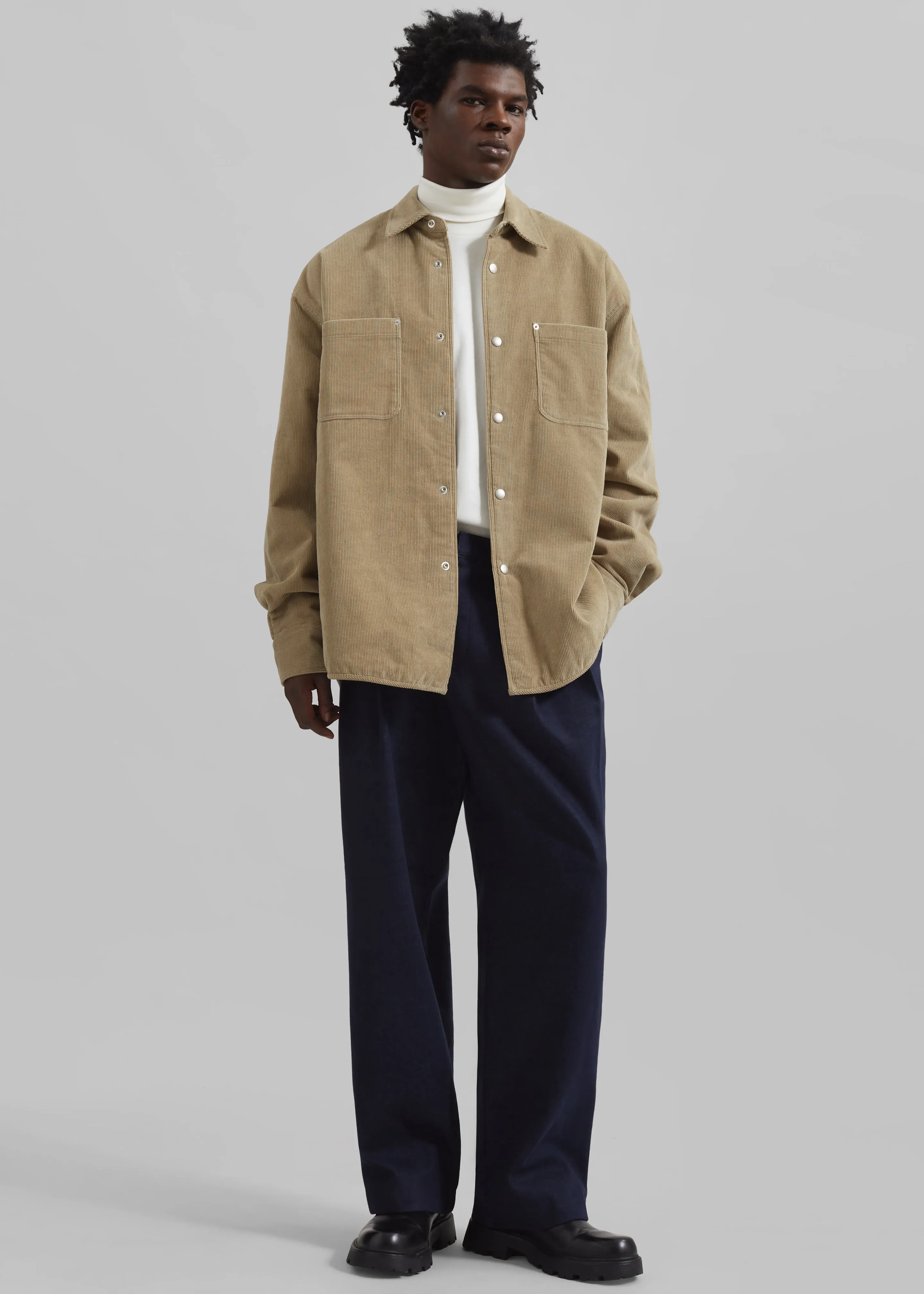 Hagen Quilted Corduroy Shirt - Sand sold by Frankie Shop product image thumbnail 3