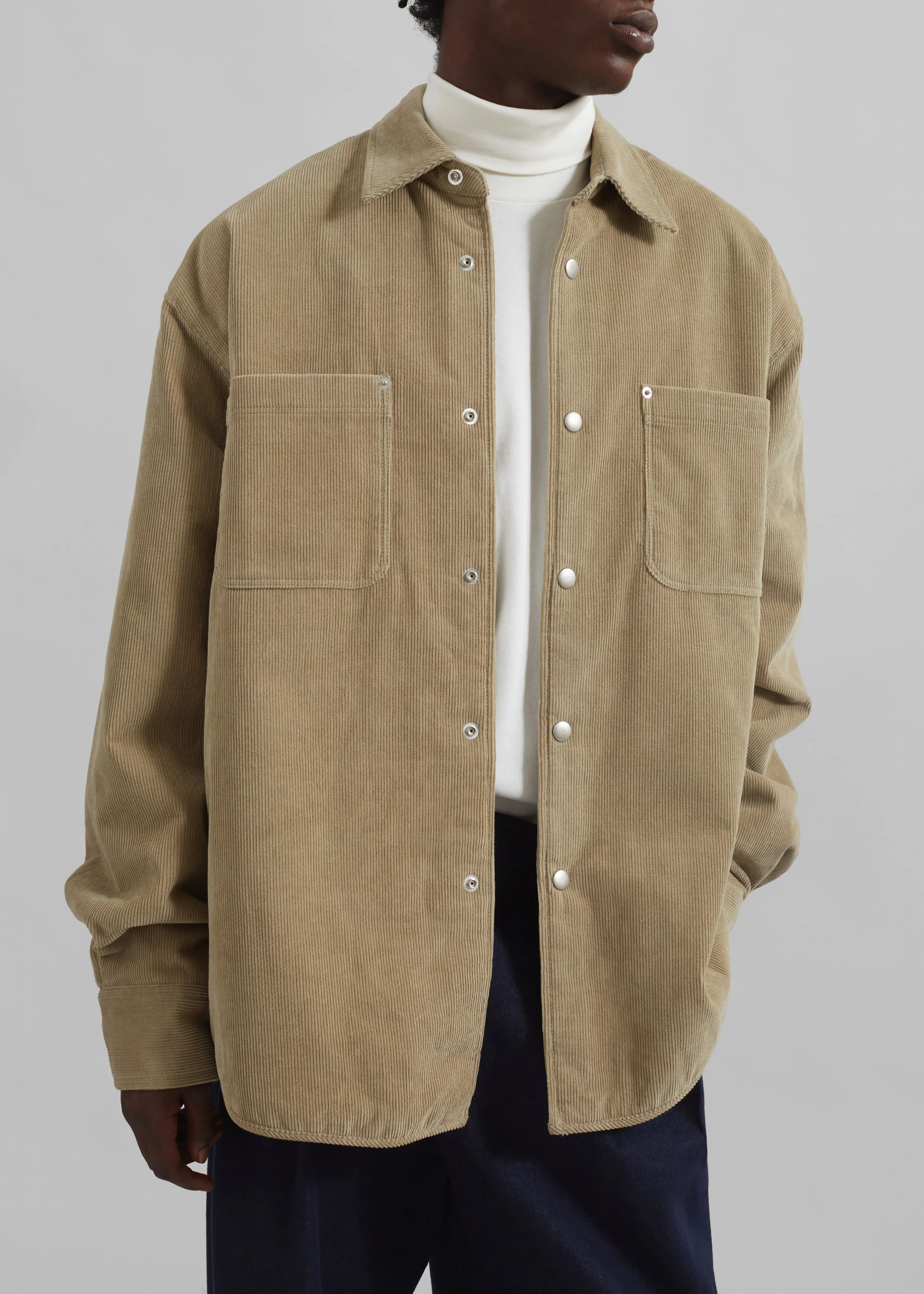 Hagen Quilted Corduroy Shirt - Sand sold by Frankie Shop product image thumbnail 2