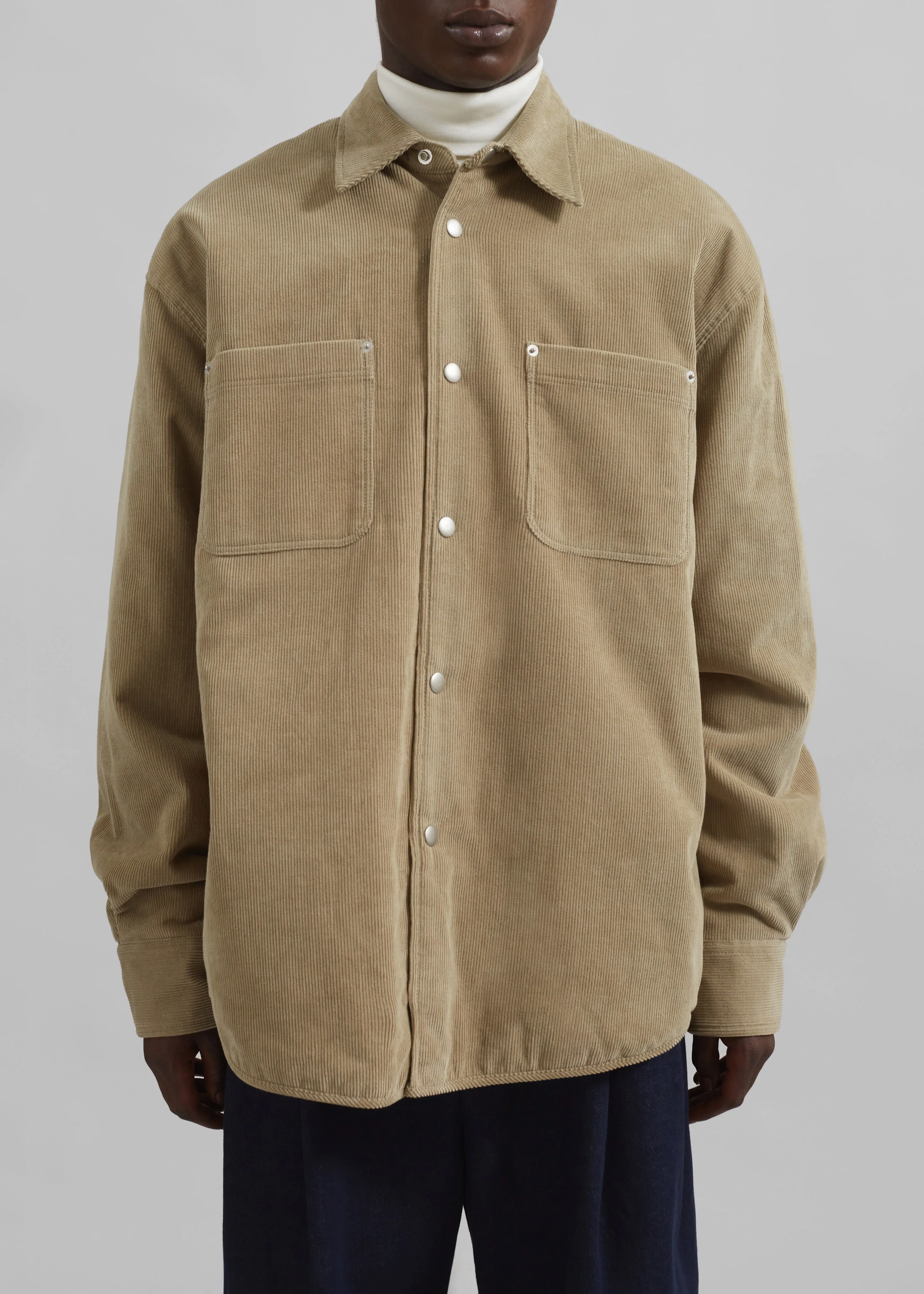 Hagen Quilted Corduroy Shirt - Sand sold by Frankie Shop product image thumbnail 5