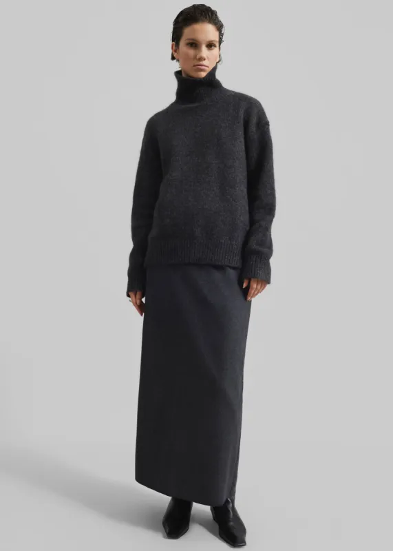 Evesham Wool Maxi Skirt - Charcoal sold by Frankie Shop