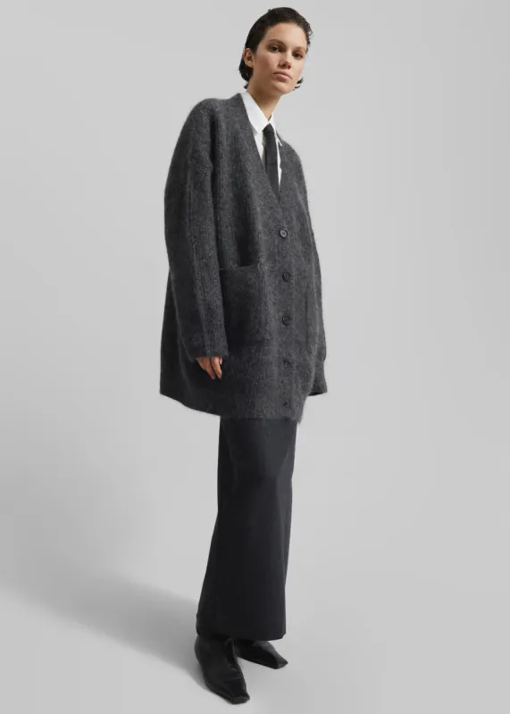 Ruhr Oversized Mohair Cardigan - Dark Grey Melange made by Frankie Shop