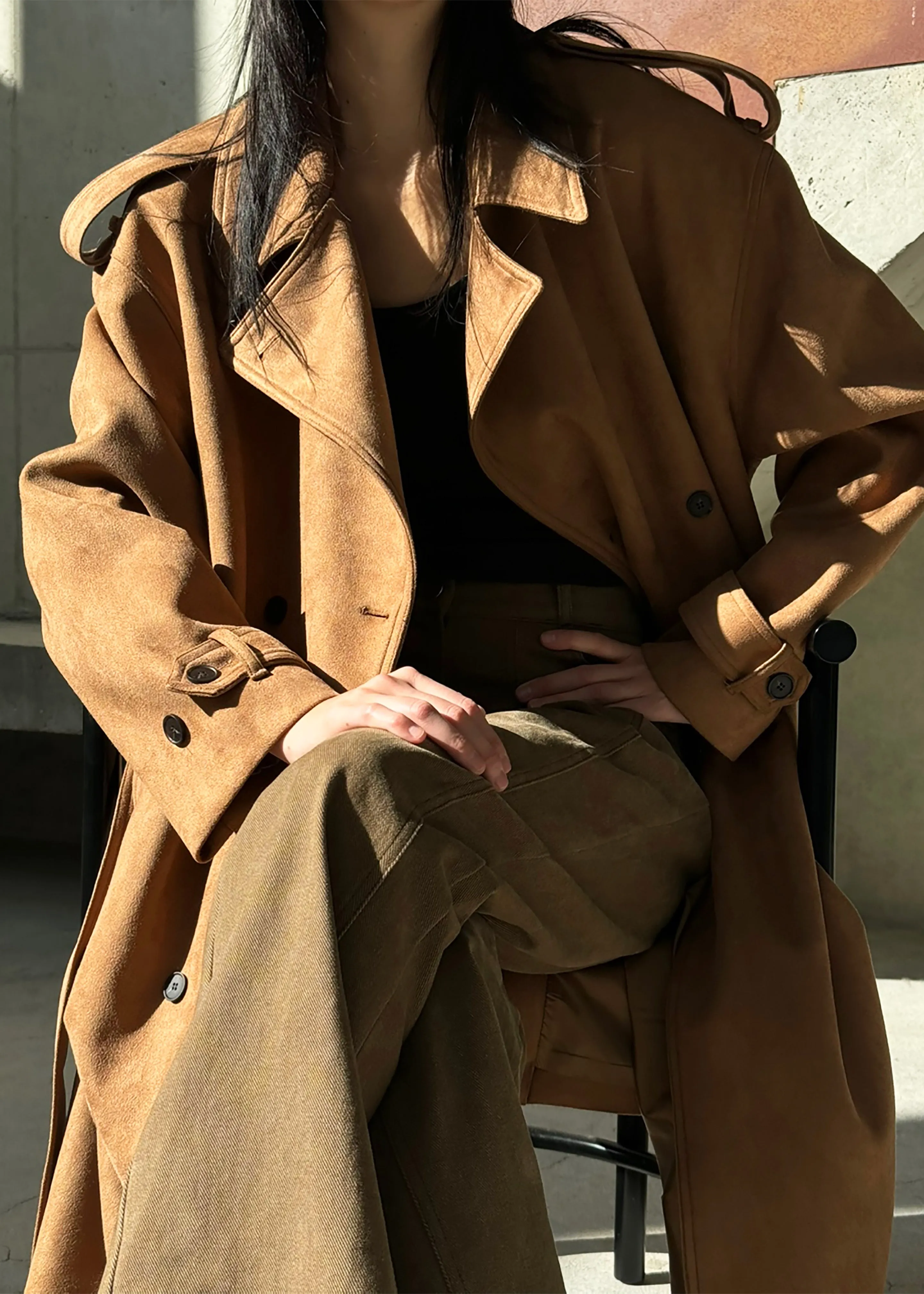 Lulea Faux Suede Trench Coat - Camel sold by Frankie Shop product image thumbnail 4