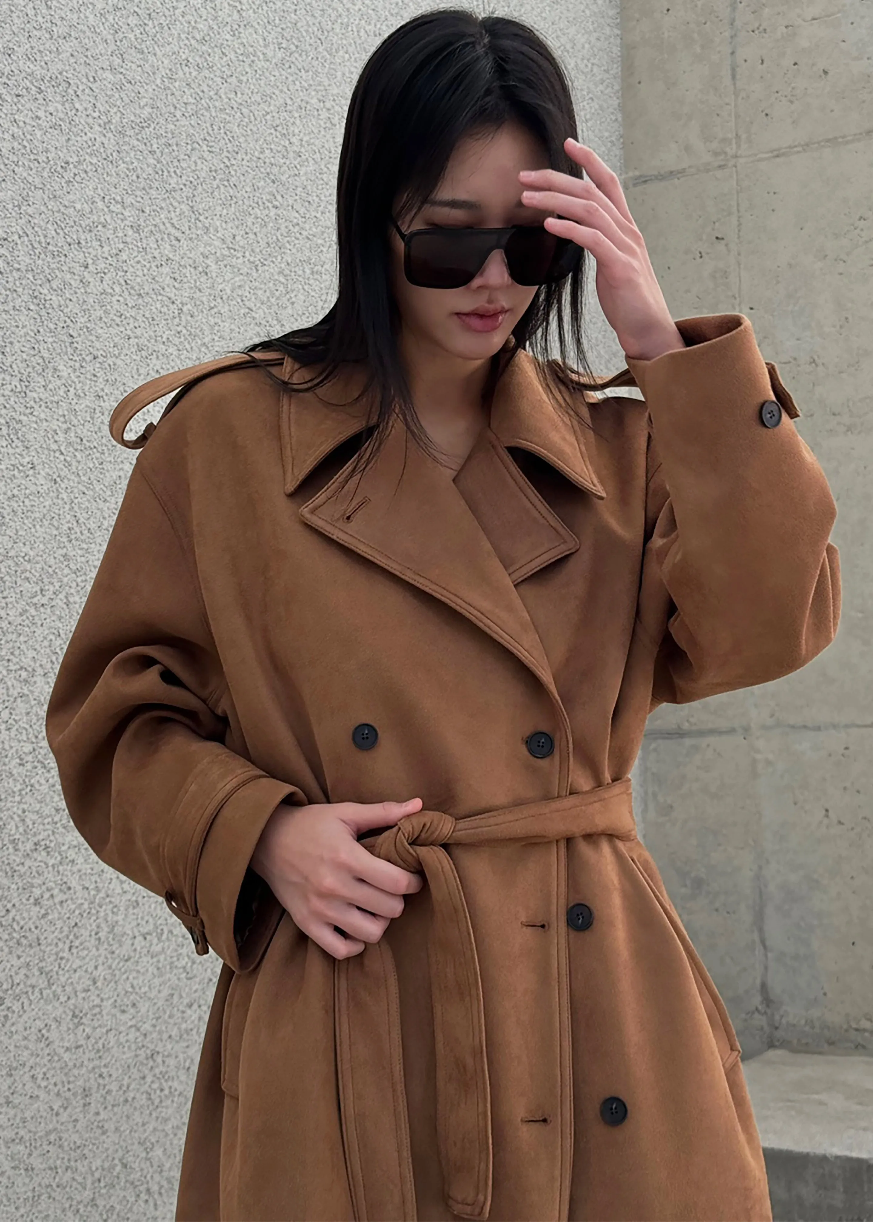 Lulea Faux Suede Trench Coat - Camel sold by Frankie Shop product image thumbnail 5