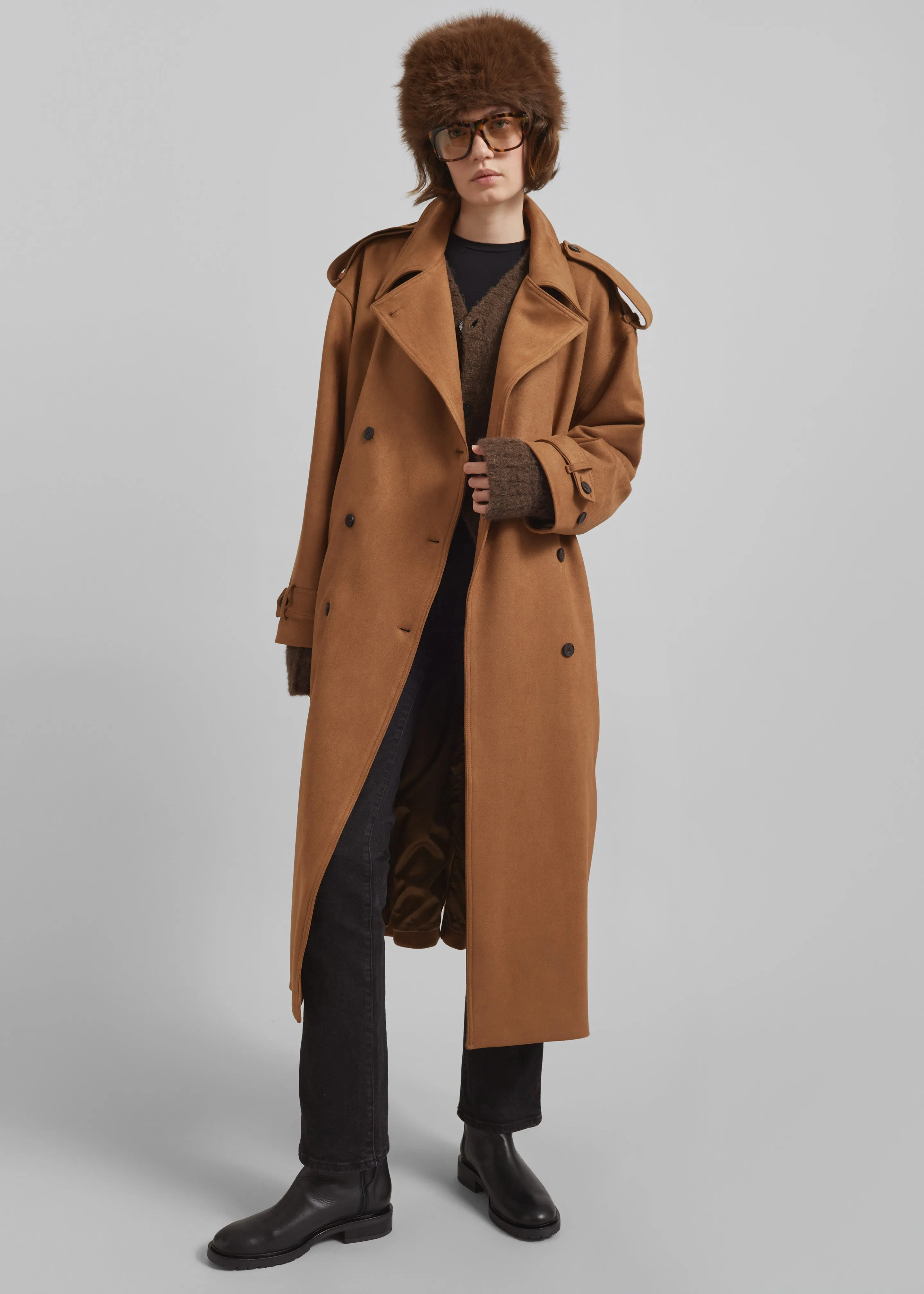 Lulea Faux Suede Trench Coat - Camel sold by Frankie Shop product image thumbnail 3
