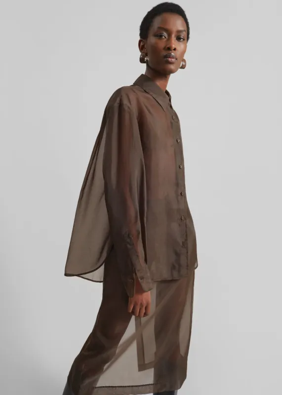 Peri Sheer Shirt - Brown sold by Frankie Shop