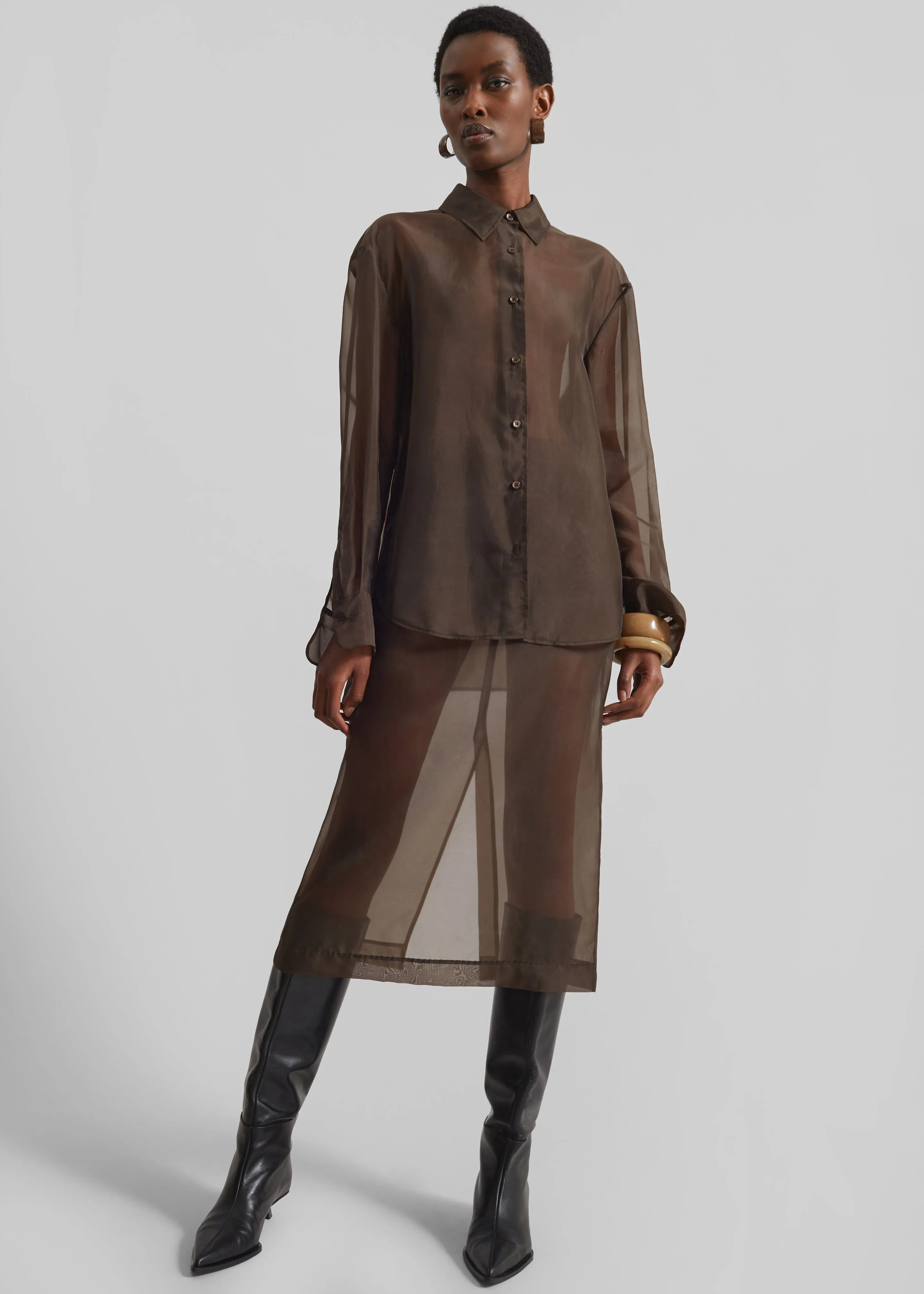 Peri Sheer Shirt - Brown sold by Frankie Shop product image thumbnail 4