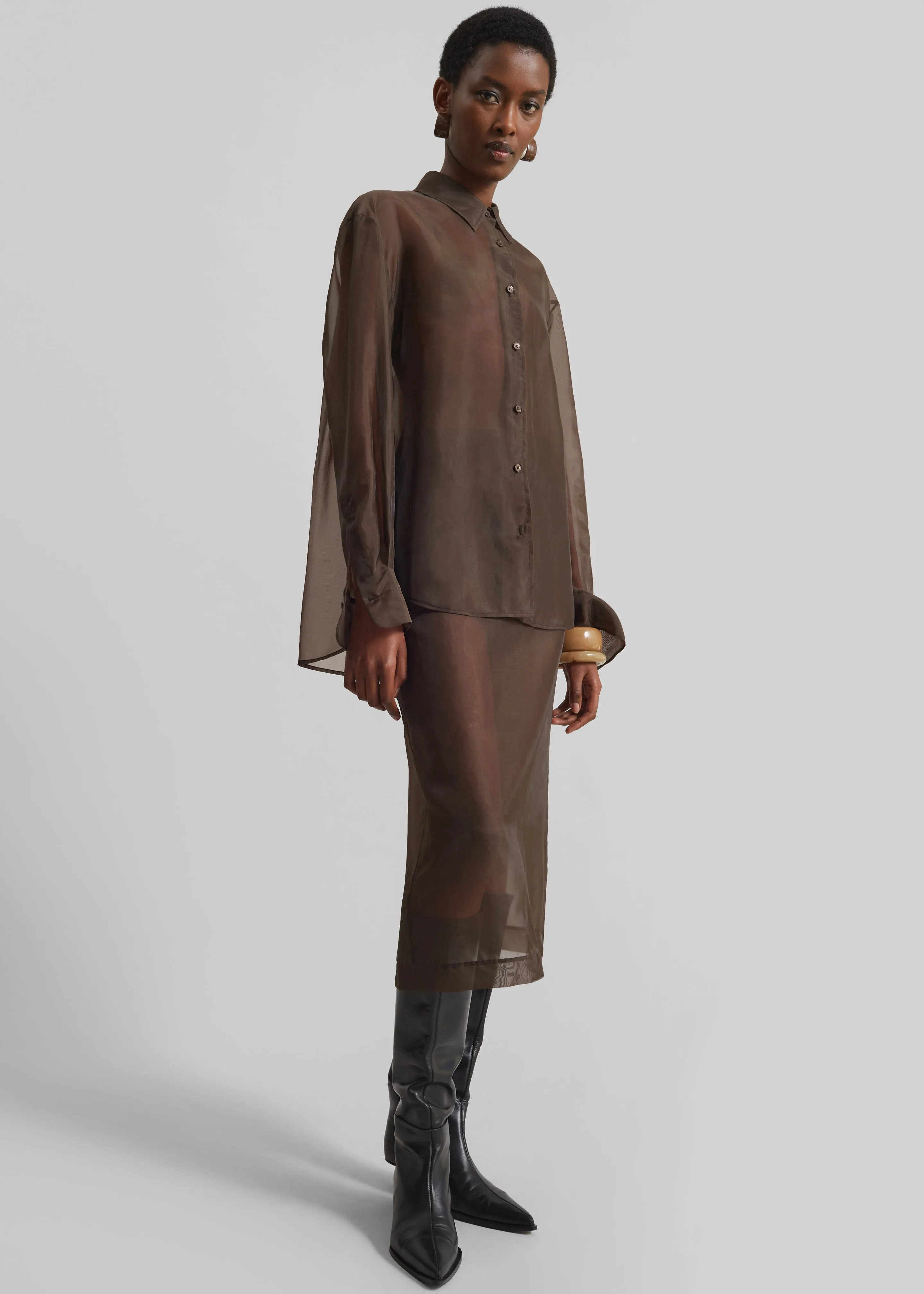 Peri Sheer Shirt - Brown sold by Frankie Shop product image thumbnail 3
