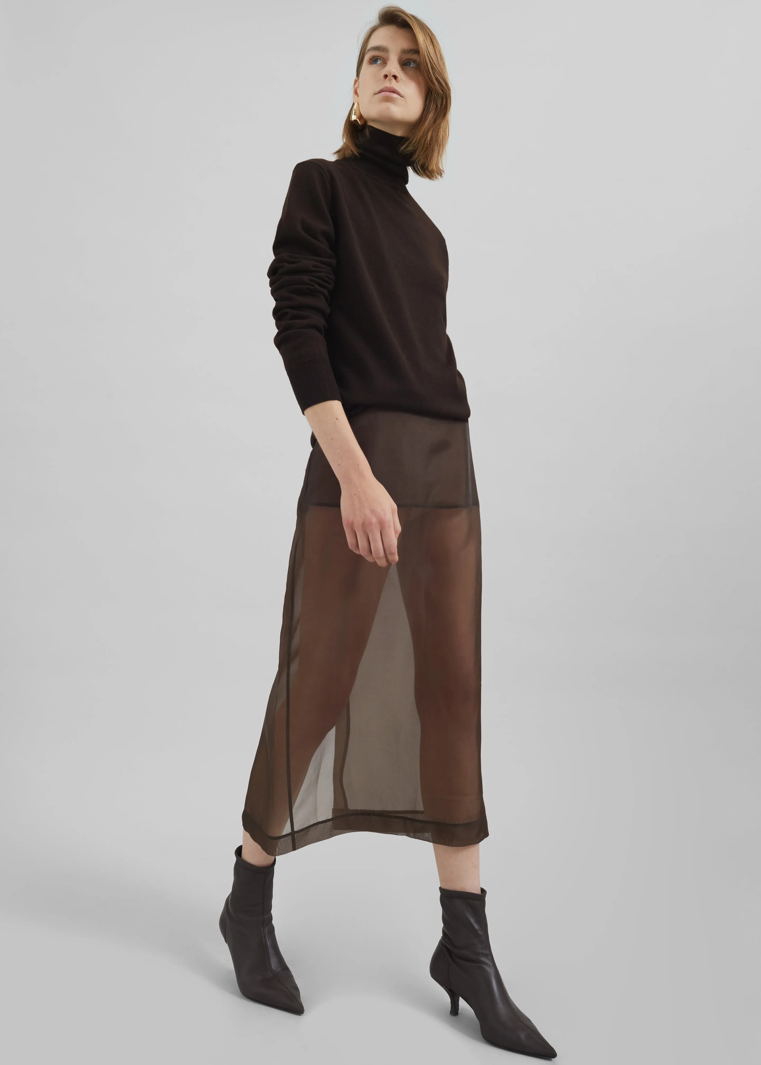 Peri Sheer Midi Skirt - Brown sold by Frankie Shop product image thumbnail 3
