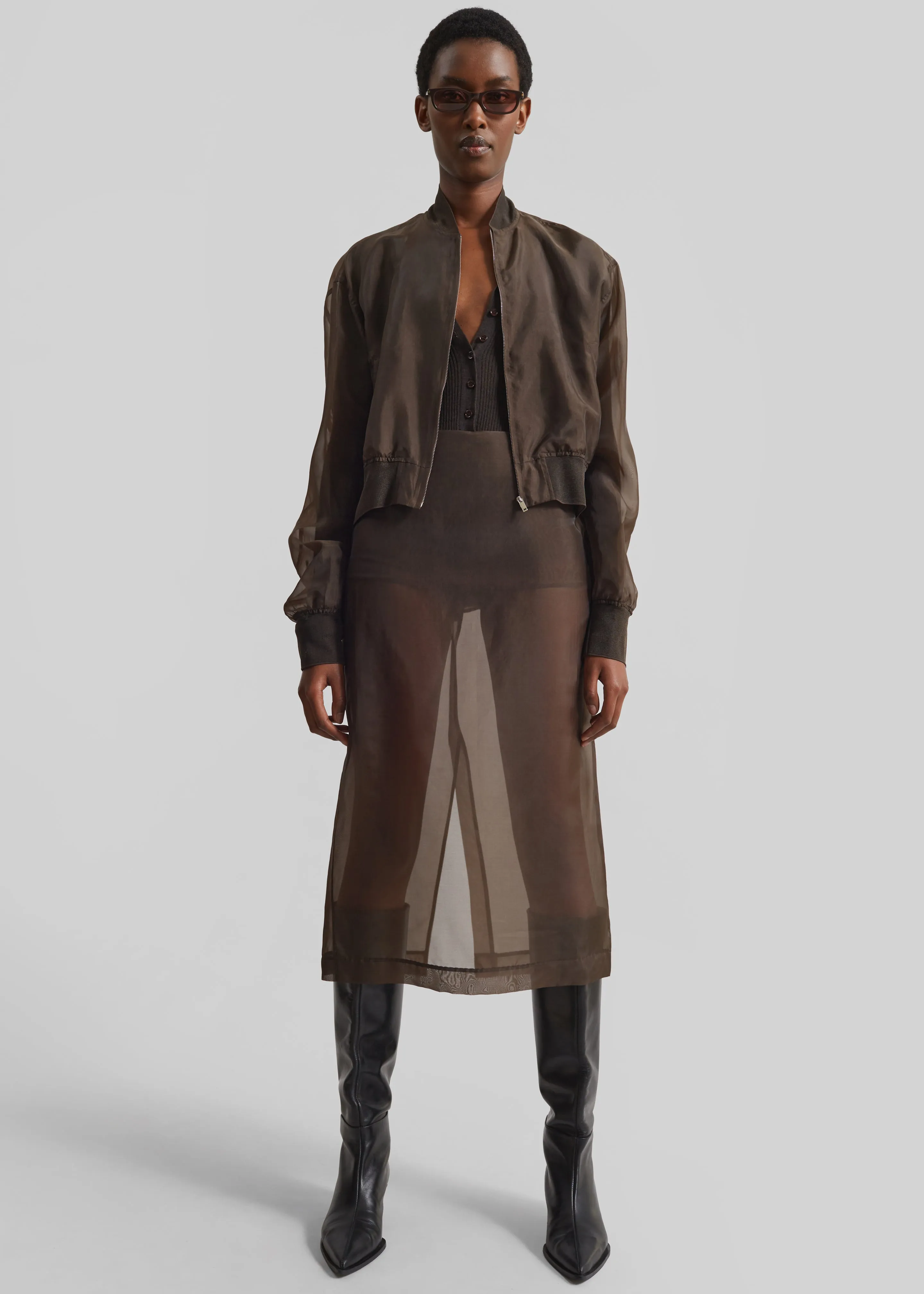 Peri Sheer Midi Skirt - Brown sold by Frankie Shop product image thumbnail 5