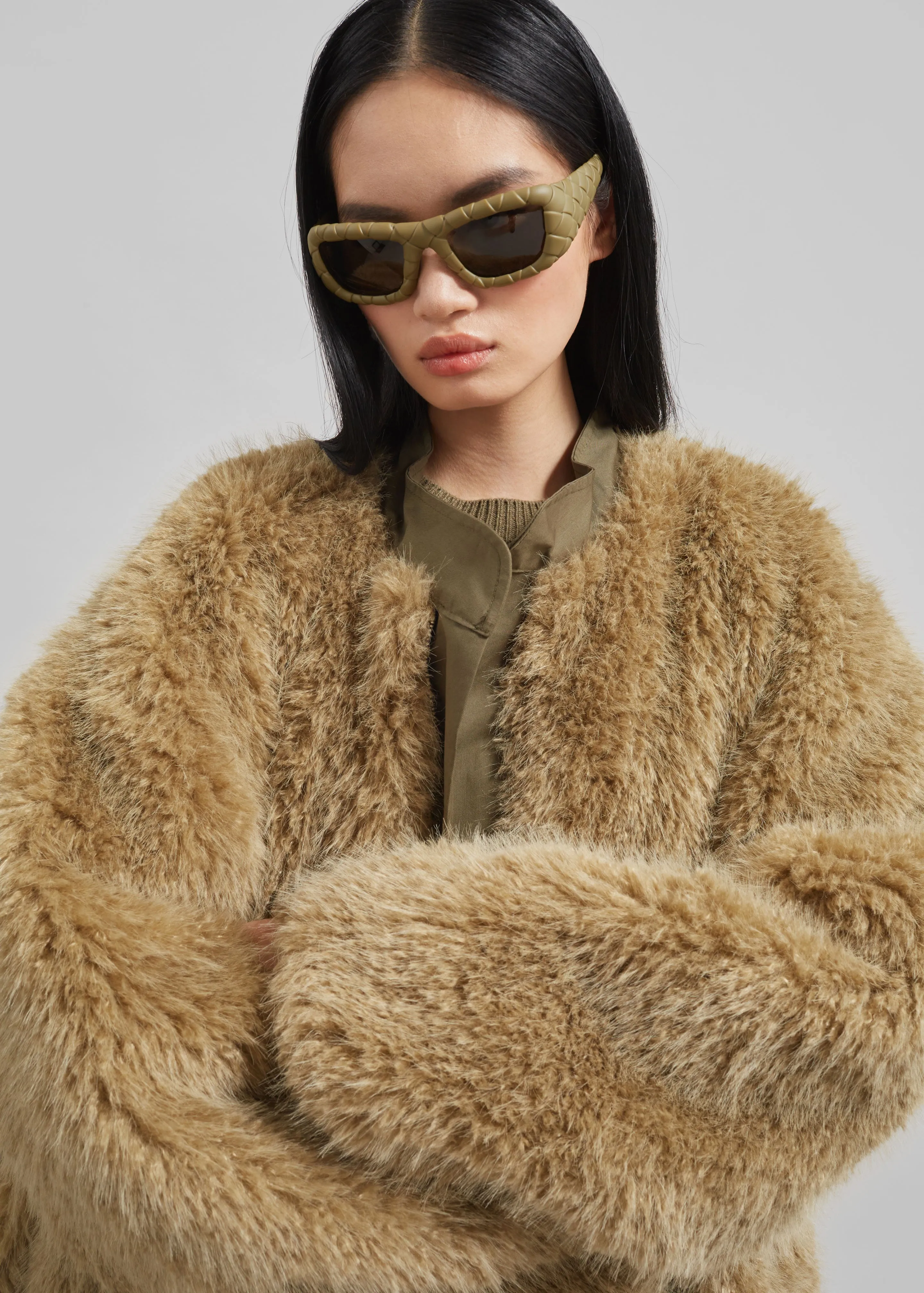 Winford Reversible Fur Coat - Khaki sold by Frankie Shop product image thumbnail 3
