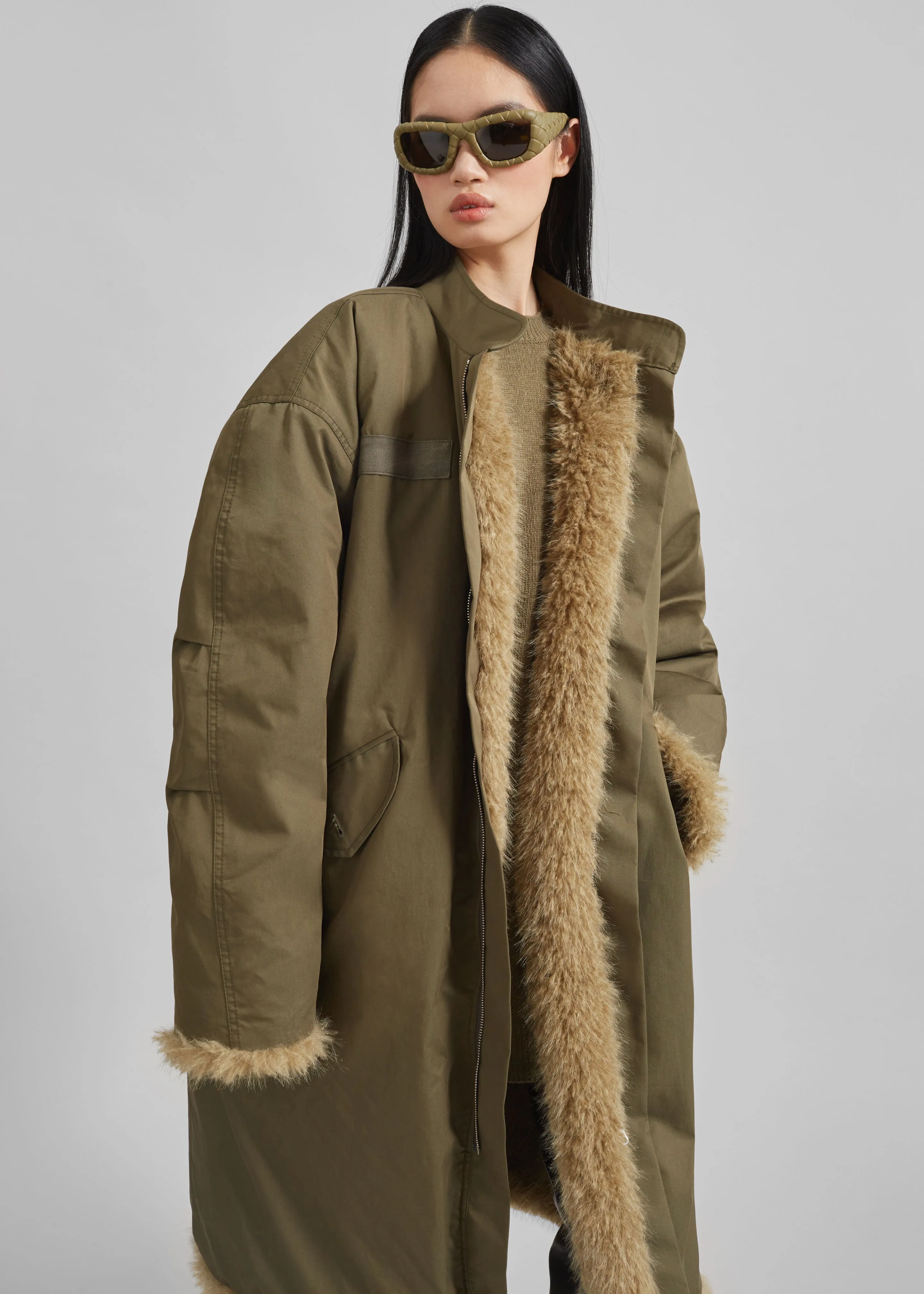 Winford Reversible Fur Coat - Khaki sold by Frankie Shop product image thumbnail 5