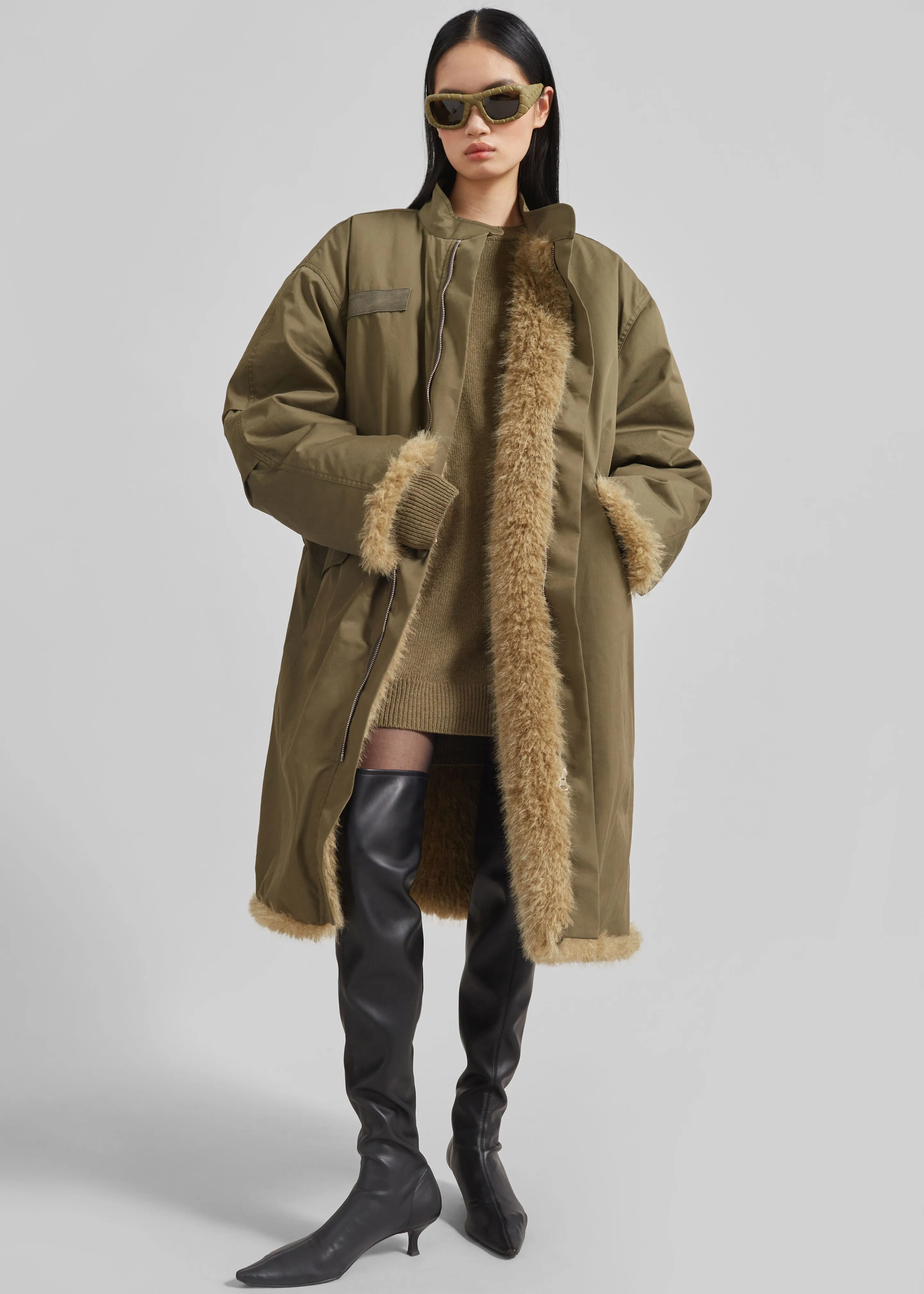 Winford Reversible Fur Coat - Khaki sold by Frankie Shop product image thumbnail 2