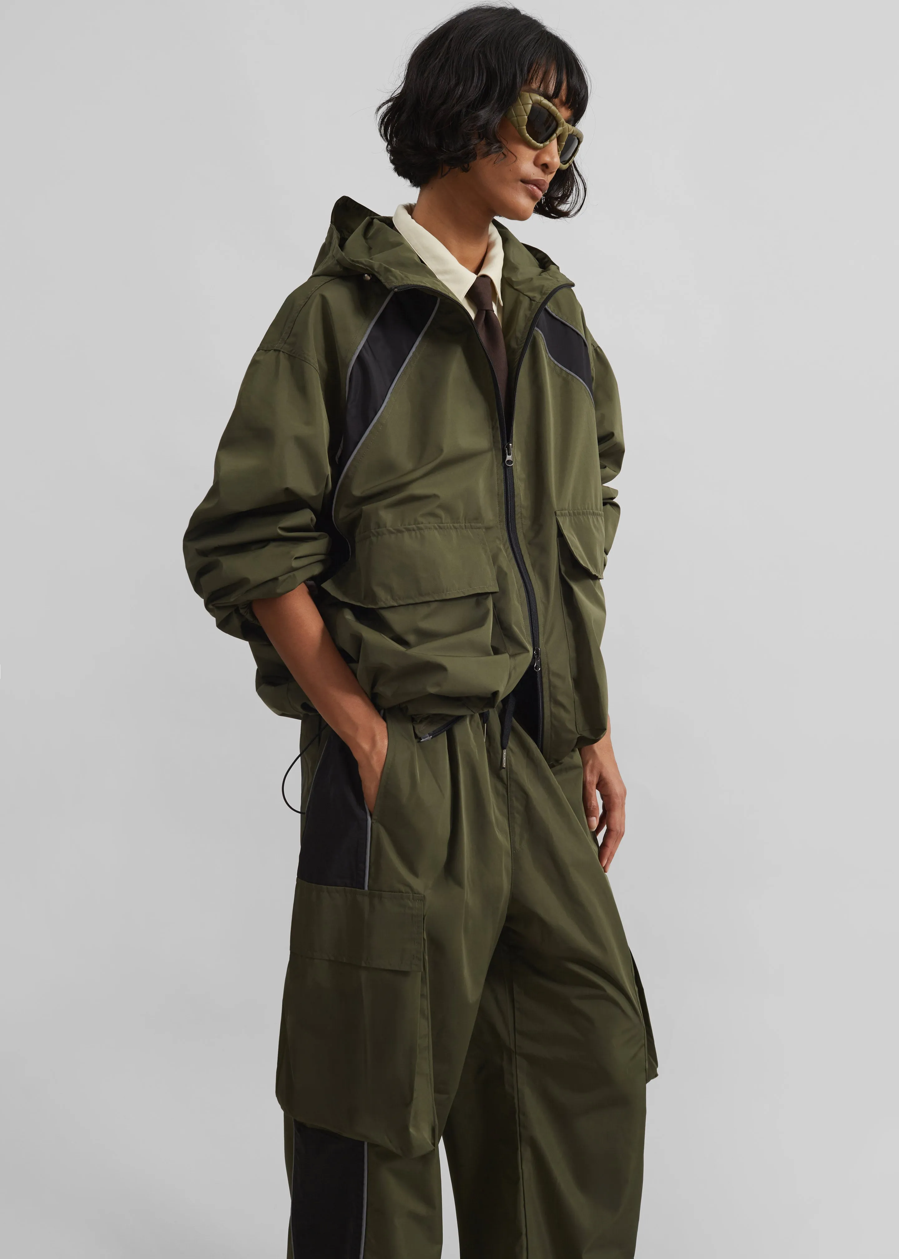 Navan Windbreaker Cargo Jacket - Khaki sold by Frankie Shop