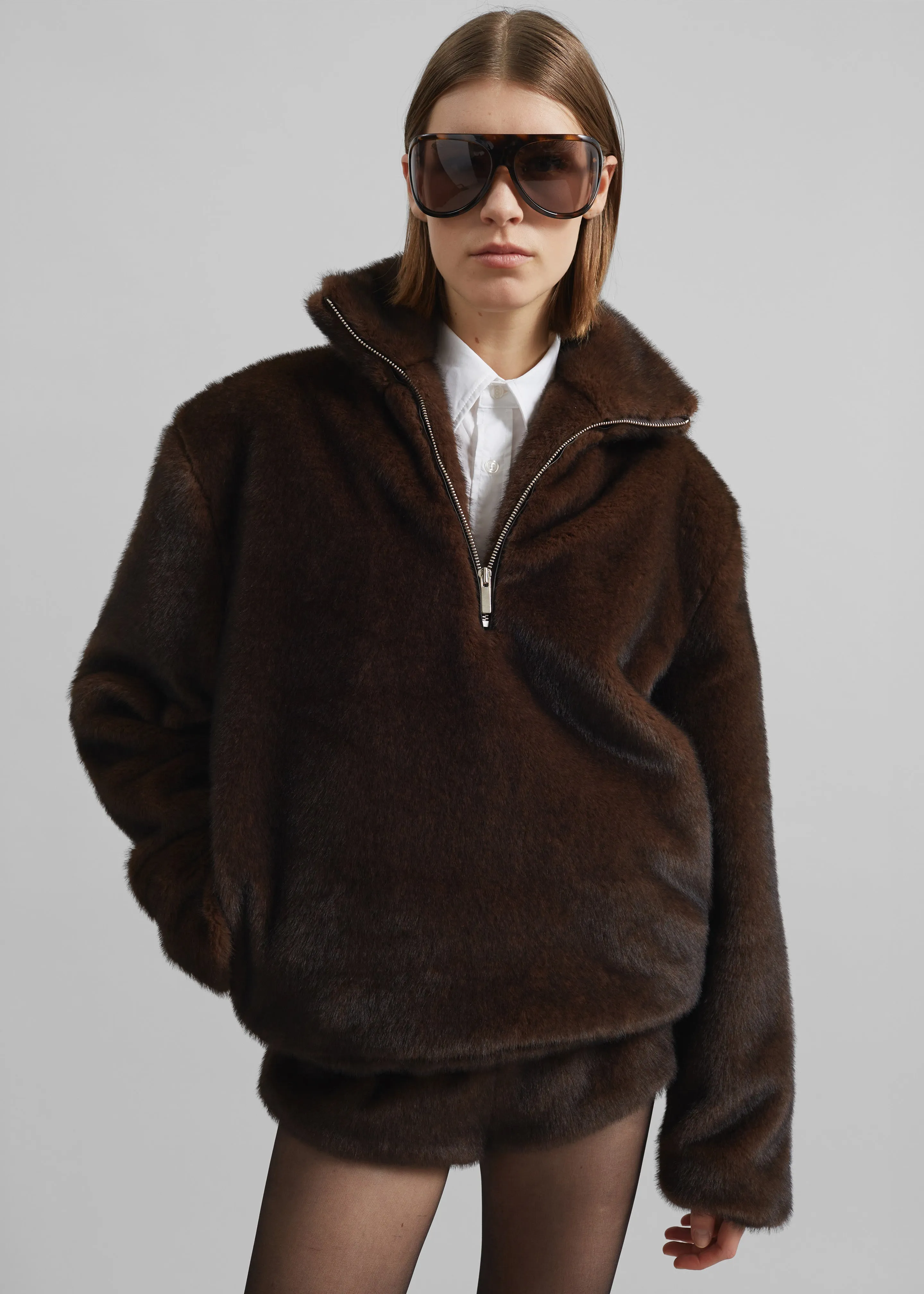 Banff Half-Zip Faux-Fur Pullover - Brown sold by Frankie Shop product image thumbnail 3