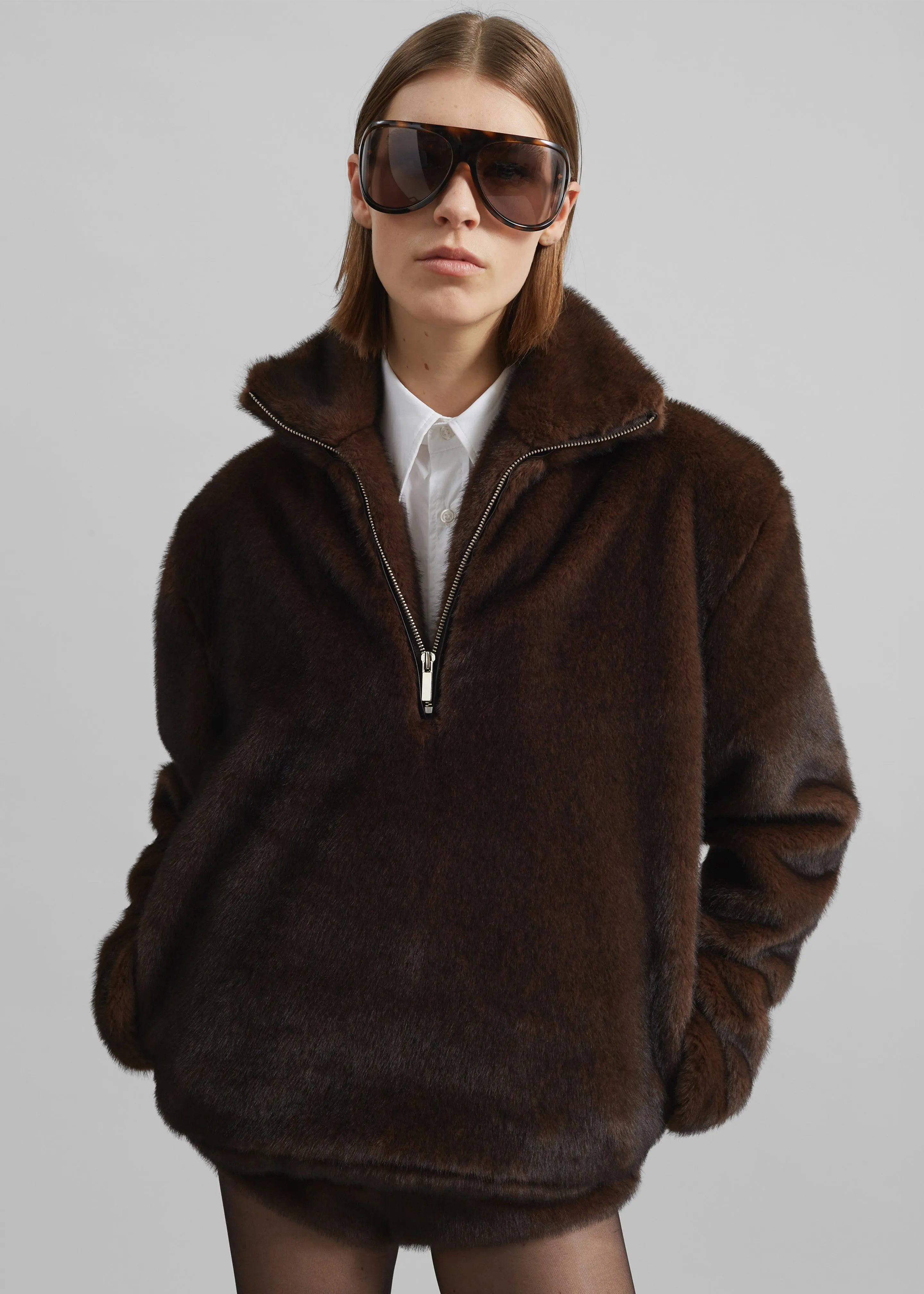 Banff Half-Zip Faux-Fur Pullover - Brown sold by Frankie Shop product image thumbnail 5