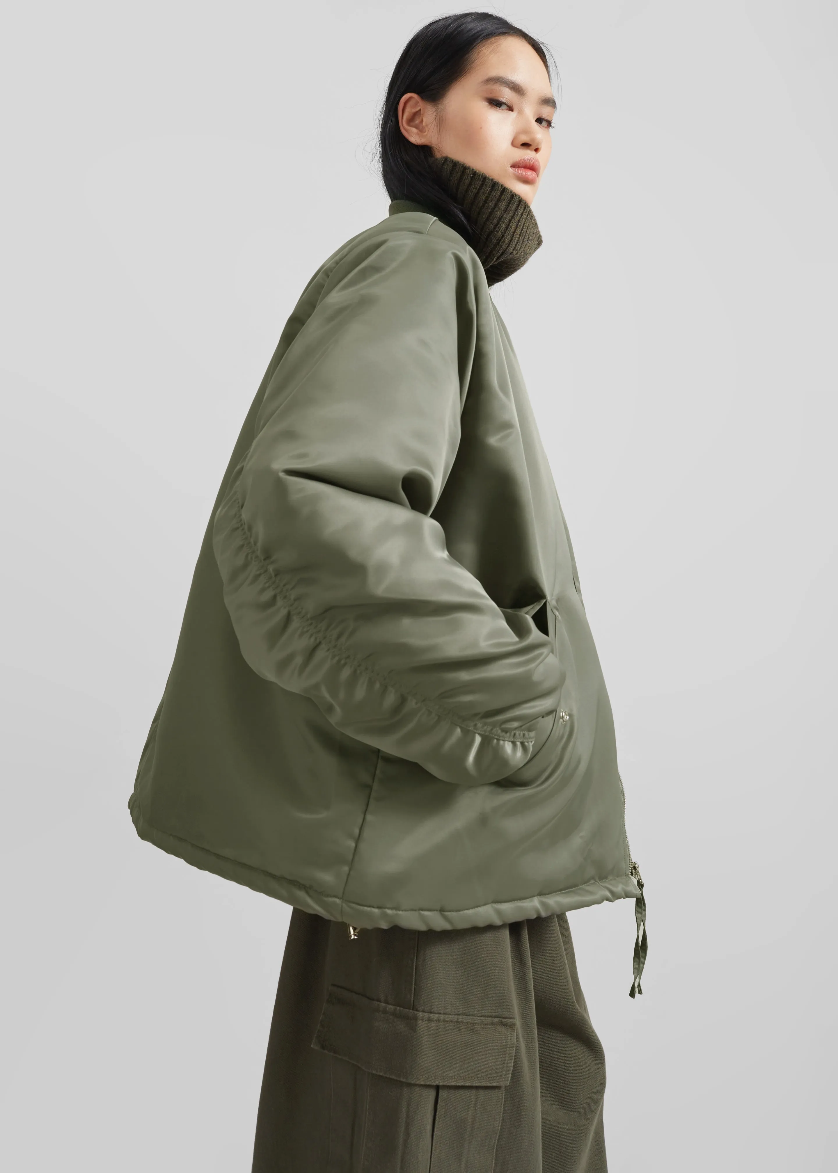 Volme Padded Bomber Jacket - Khaki sold by Frankie Shop product image thumbnail 4