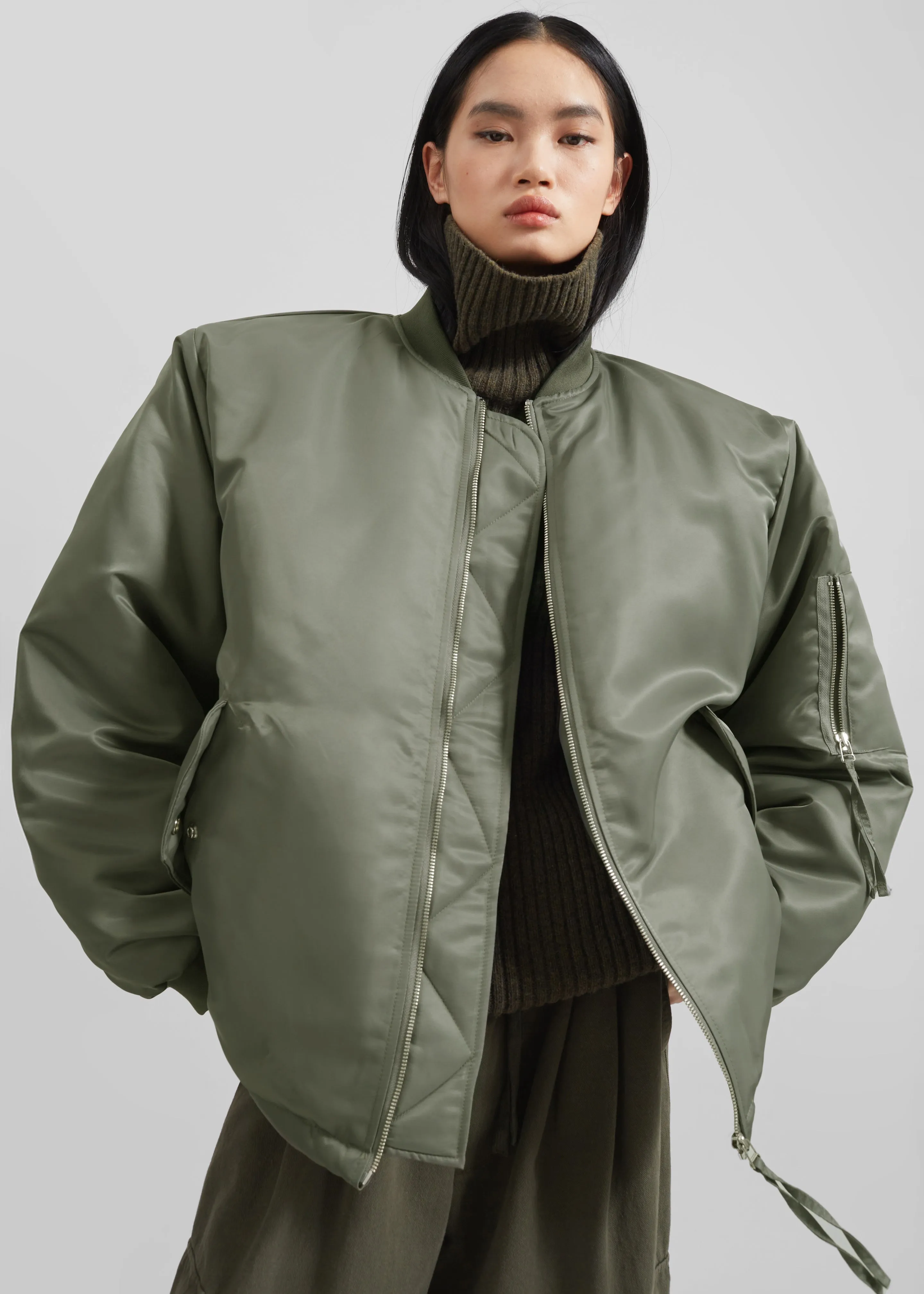 Volme Padded Bomber Jacket - Khaki sold by Frankie Shop
