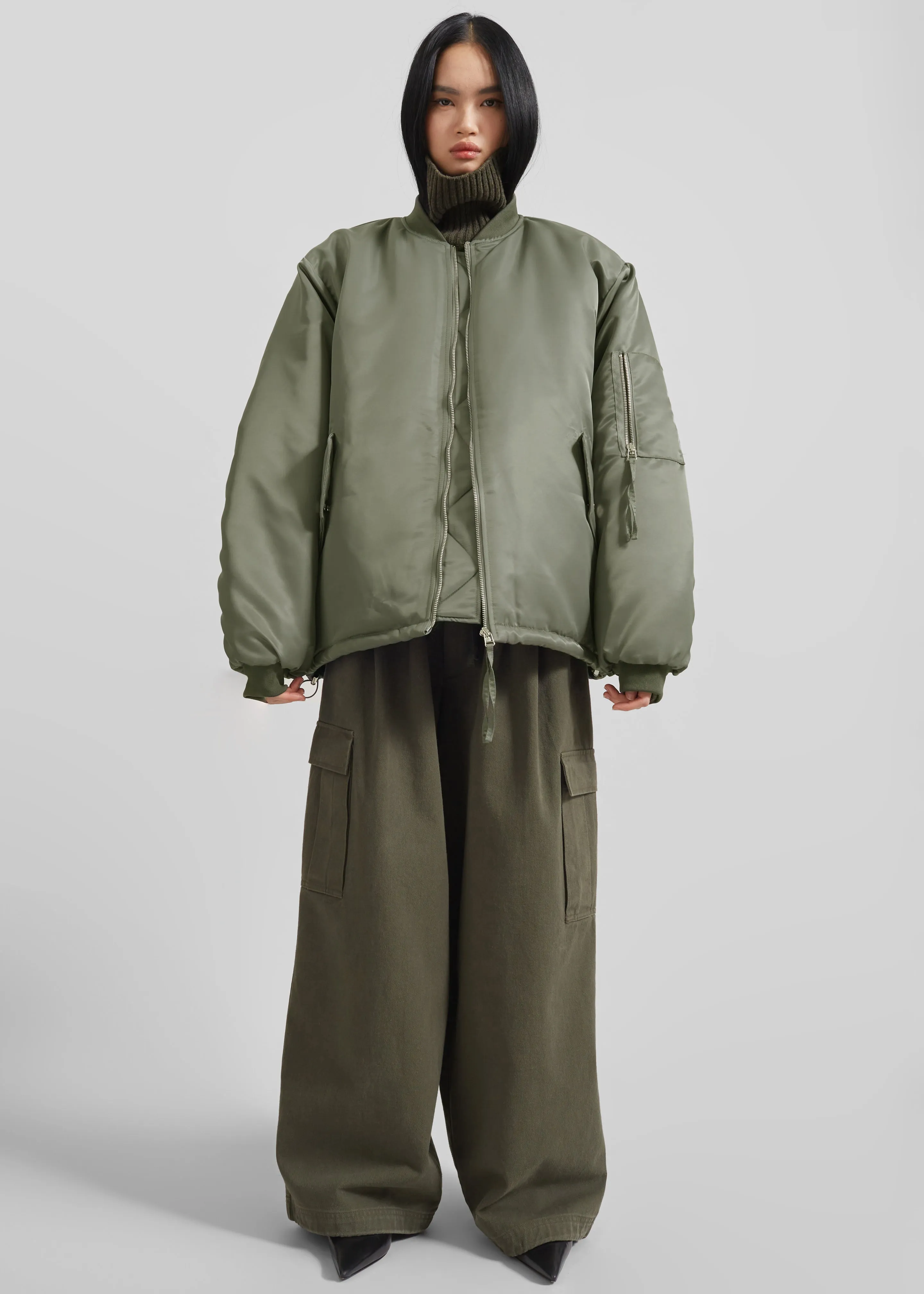 Volme Padded Bomber Jacket - Khaki sold by Frankie Shop product image thumbnail 5