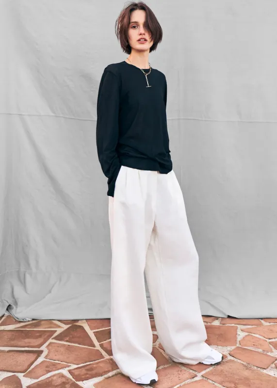 Matin Fine Knit Long Sleeve T-Shirt - Black made by Frankie Shop