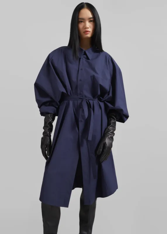 Korben Oversized Shirt Dress - Navy sold by Frankie Shop