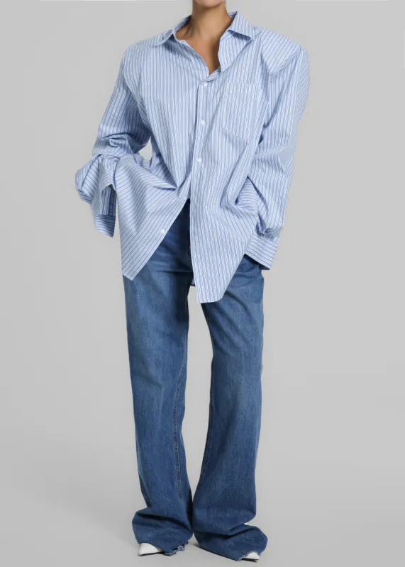 Cyrus Button Up Shirt - Blue/White Stripe sold by Frankie Shop