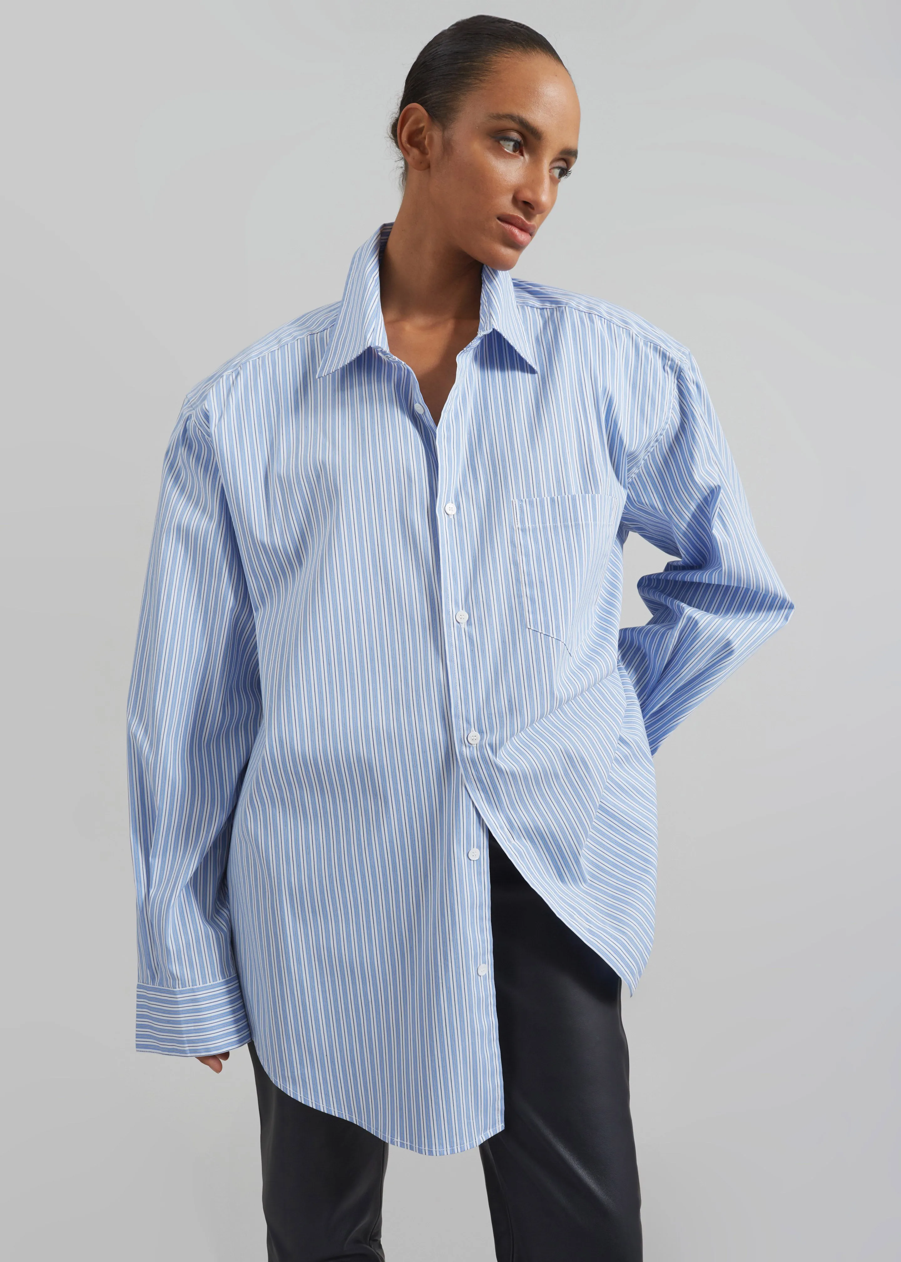 Cyrus Button Up Shirt - Blue/White Stripe sold by Frankie Shop product image thumbnail 2