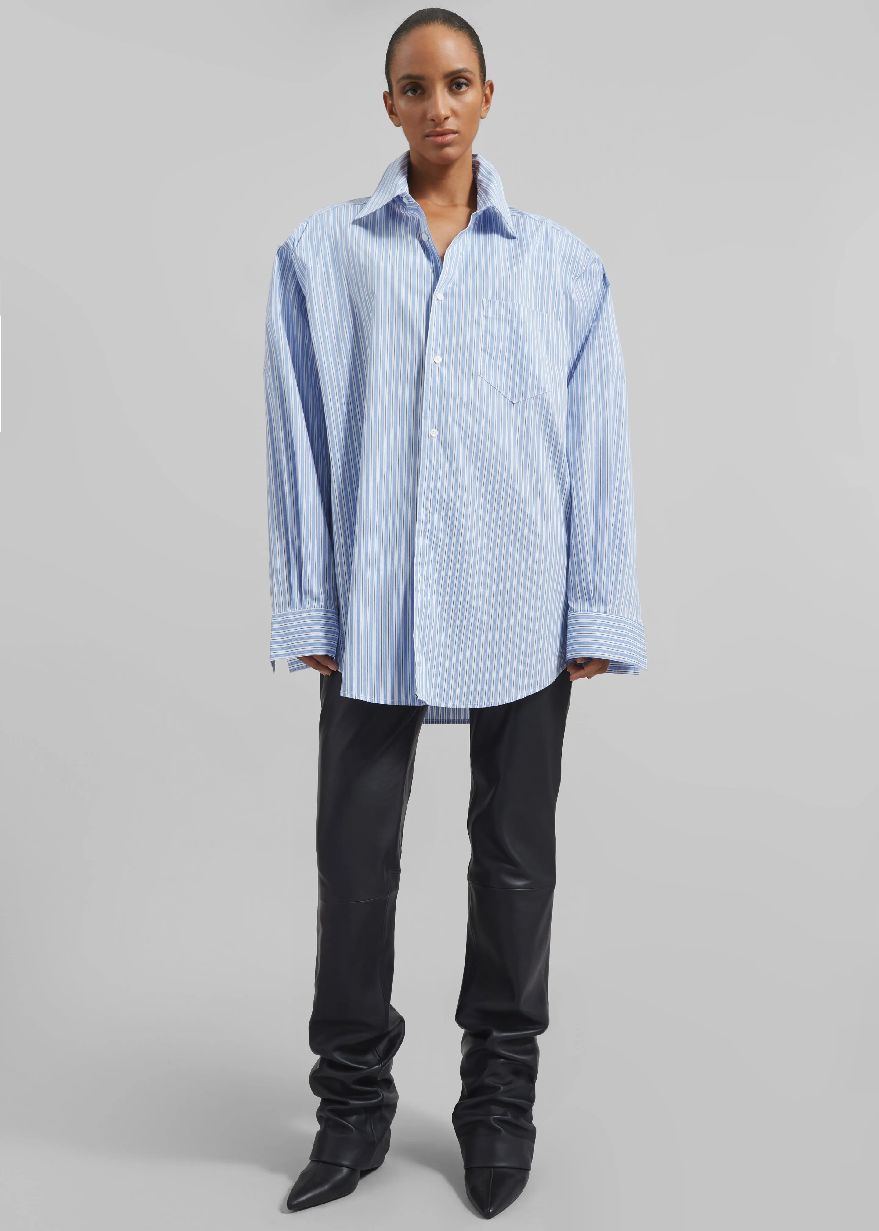 Cyrus Button Up Shirt - Blue/White Stripe sold by Frankie Shop product image thumbnail 3