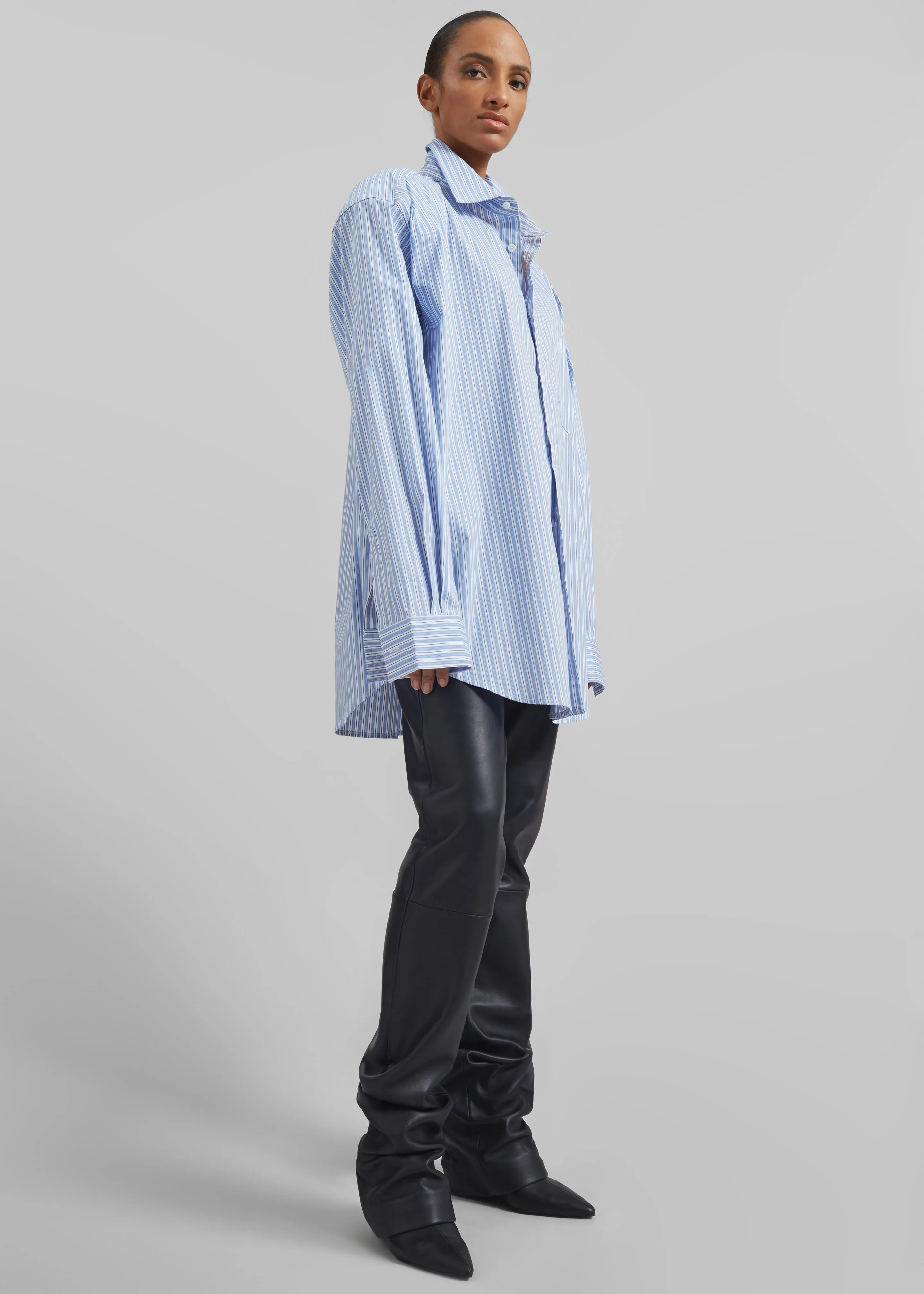 Cyrus Button Up Shirt - Blue/White Stripe sold by Frankie Shop product image thumbnail 4