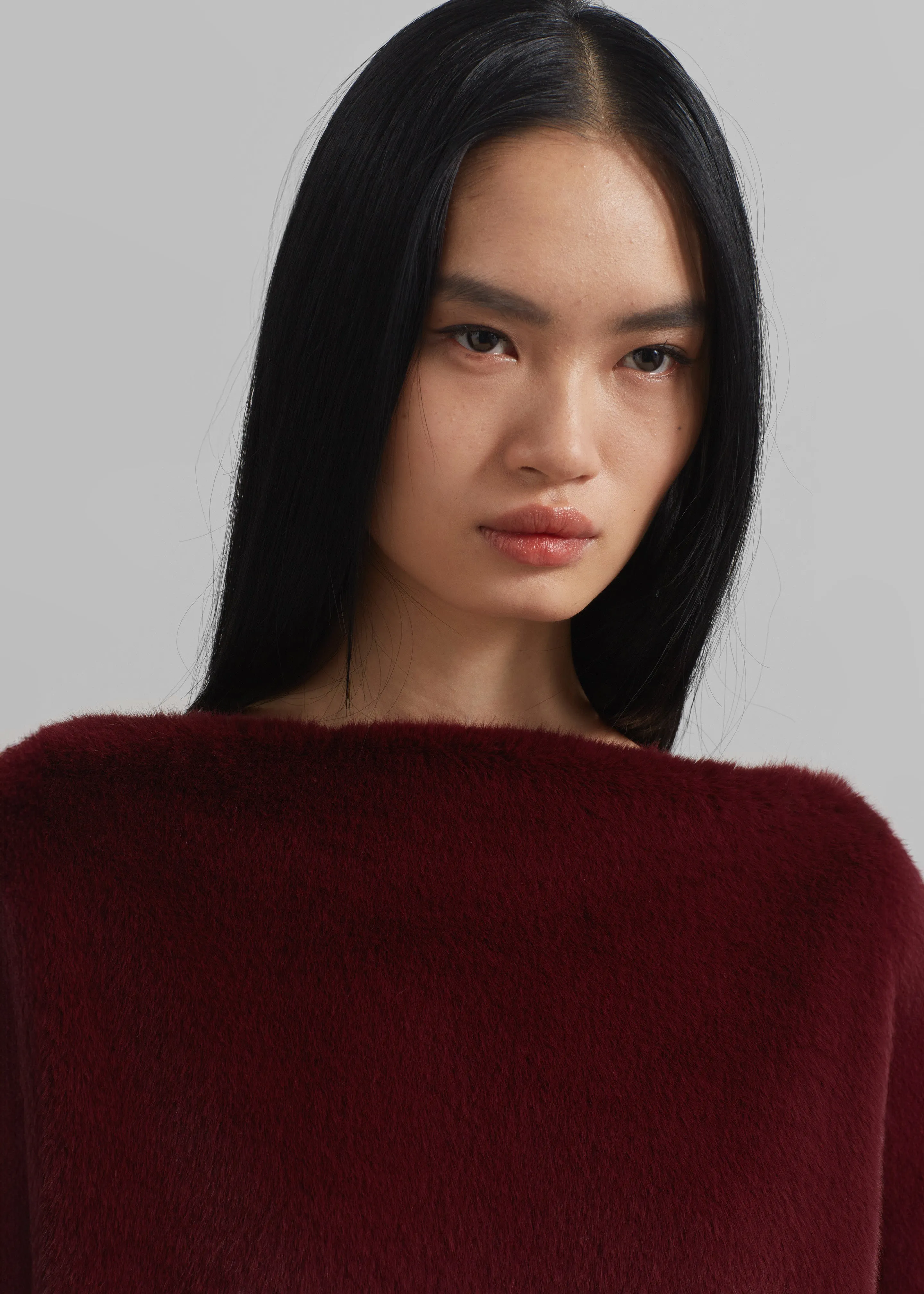 Stauben Faux Fur Mini Dress - Burgundy sold by Frankie Shop product image thumbnail 4