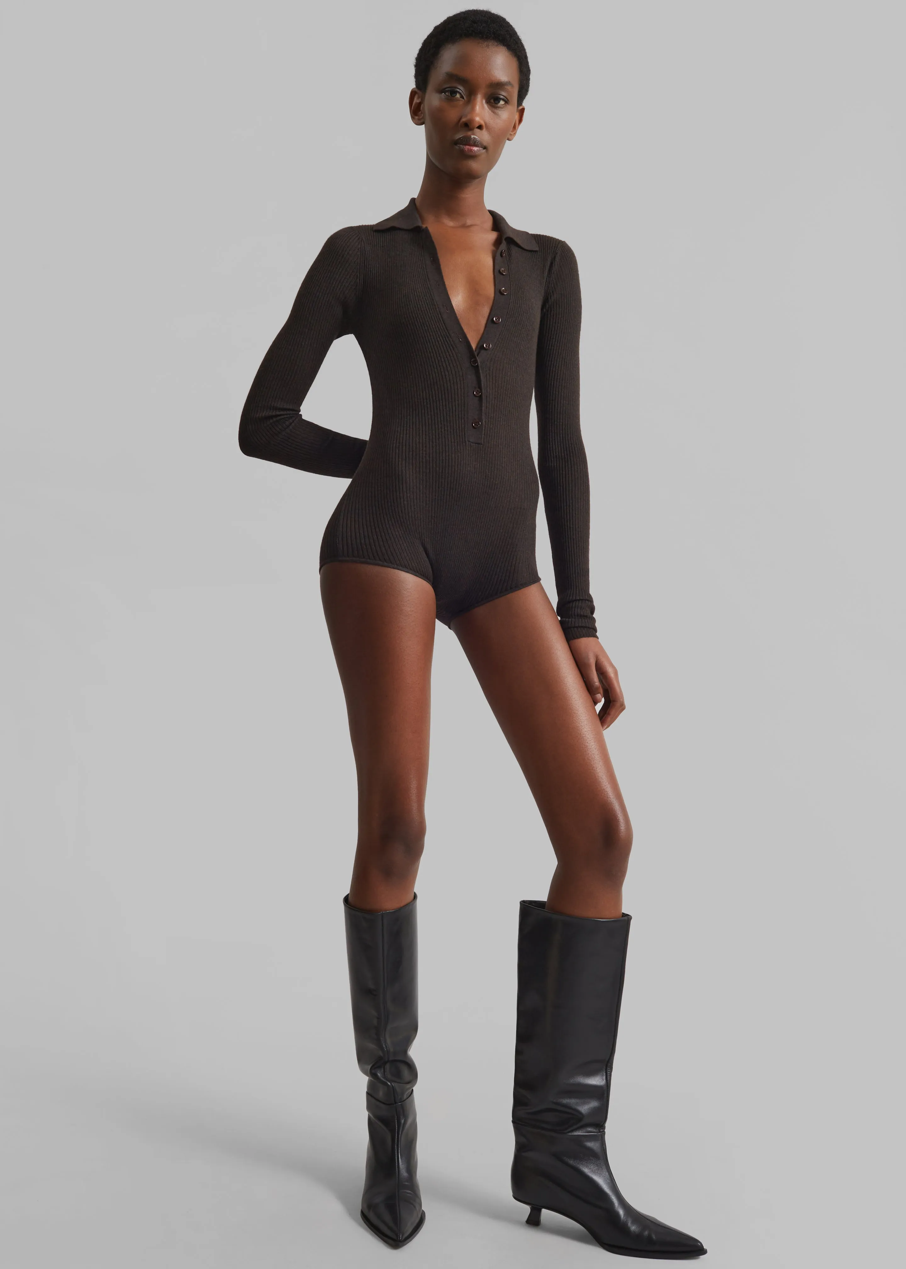 Solana Polo Bodysuit - Brown sold by Frankie Shop product image thumbnail 4