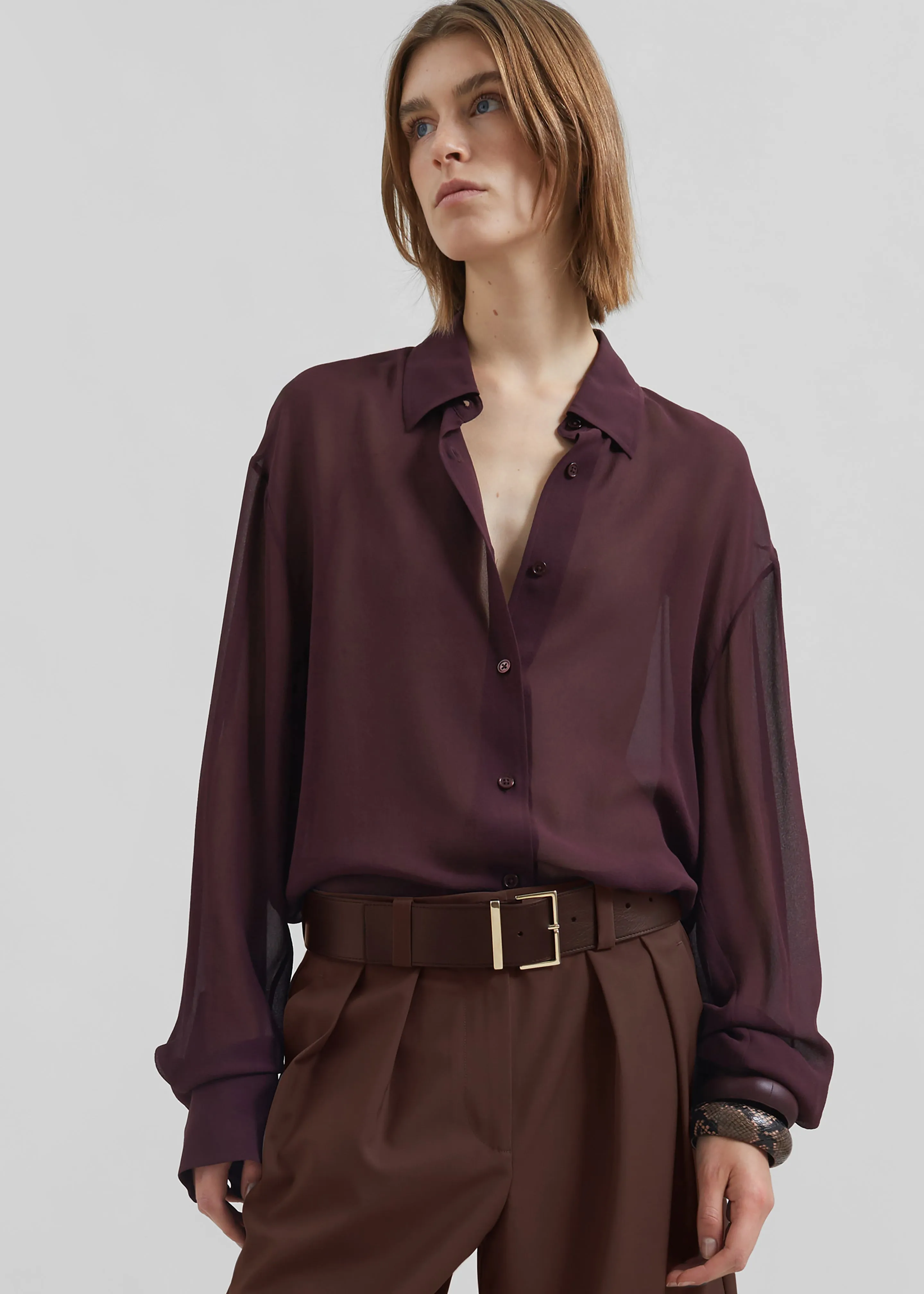 Peri Georgette Shirt - Burgundy sold by Frankie Shop
