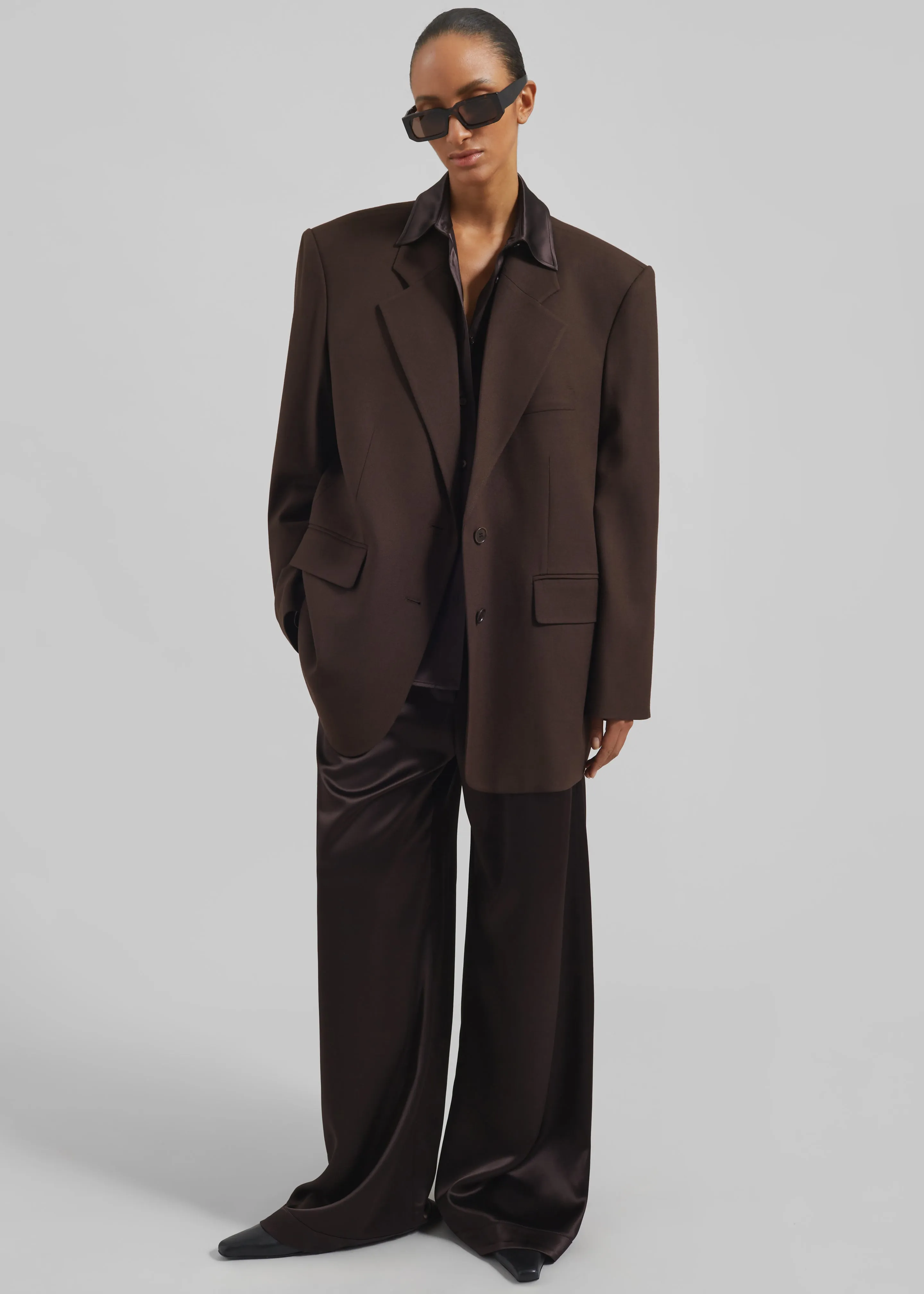 Linnea Oversized Wool Blazer - Brown sold by Frankie Shop