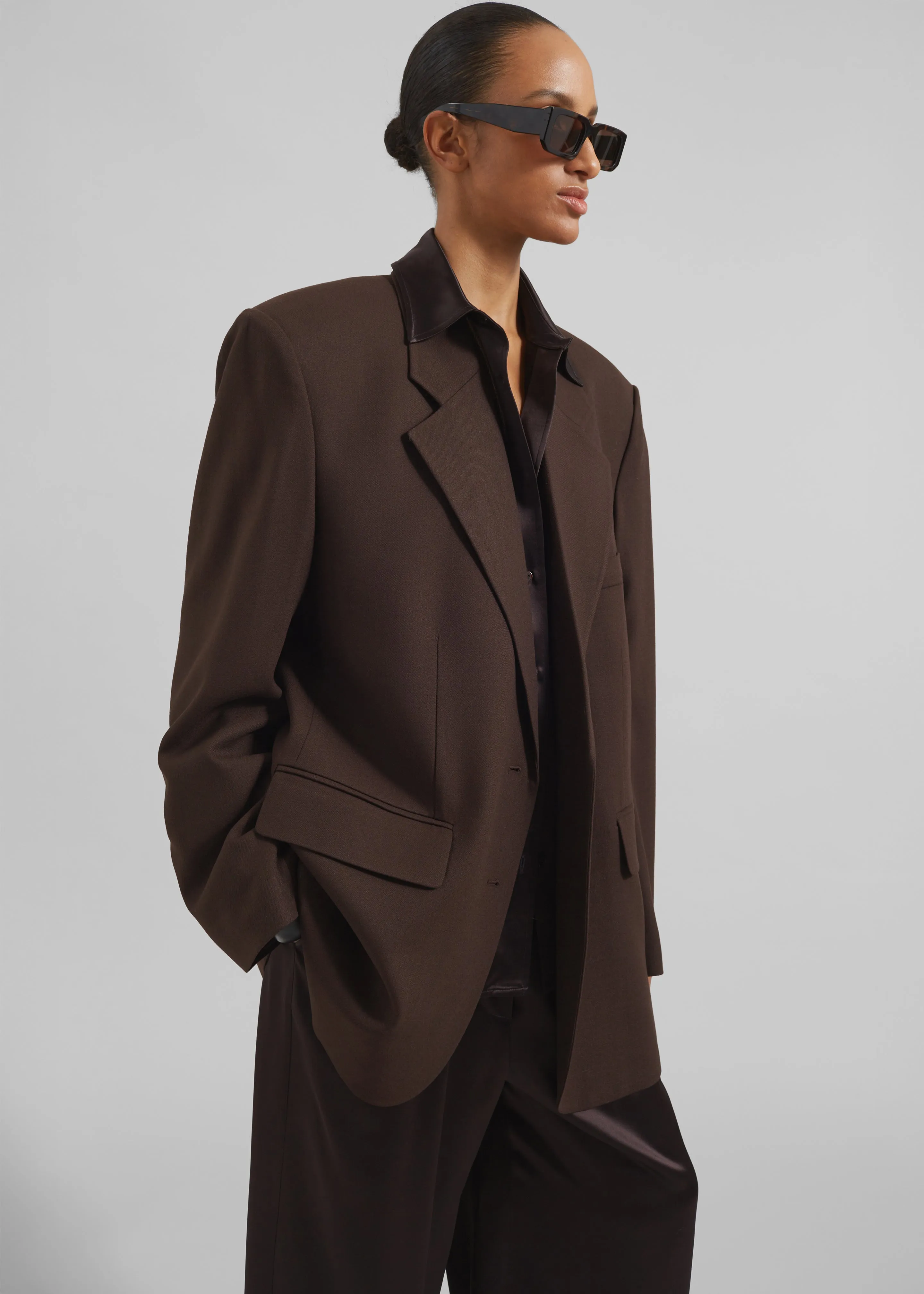Linnea Oversized Wool Blazer - Brown sold by Frankie Shop product image thumbnail 4