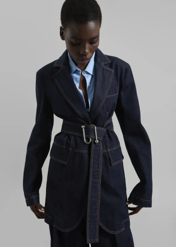 Sportmax Domino Oversized Denim Blazer - Navy sold by Frankie Shop