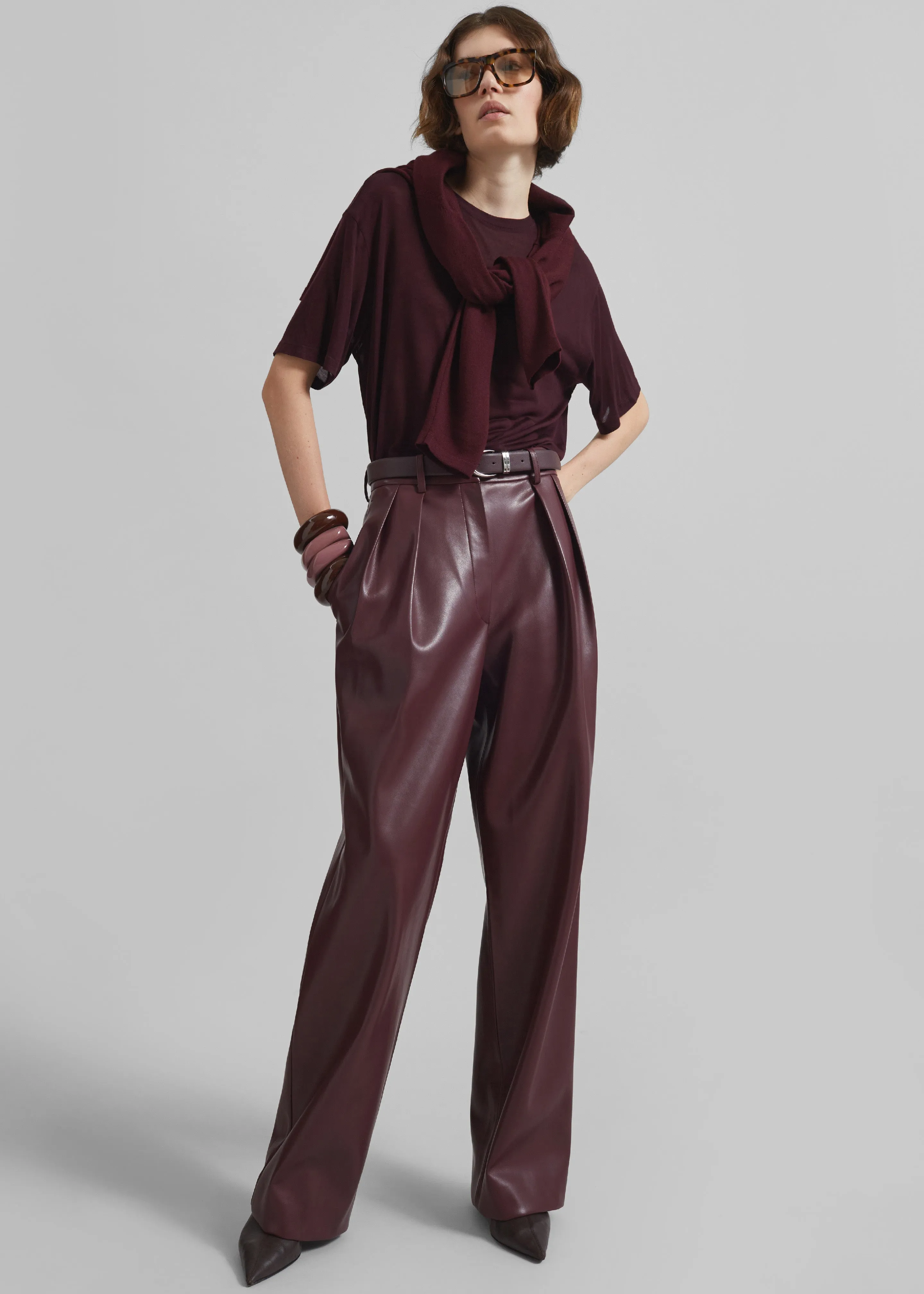 Helsinki Faux Leather Pants - Burgundy sold by Frankie Shop product image thumbnail 2