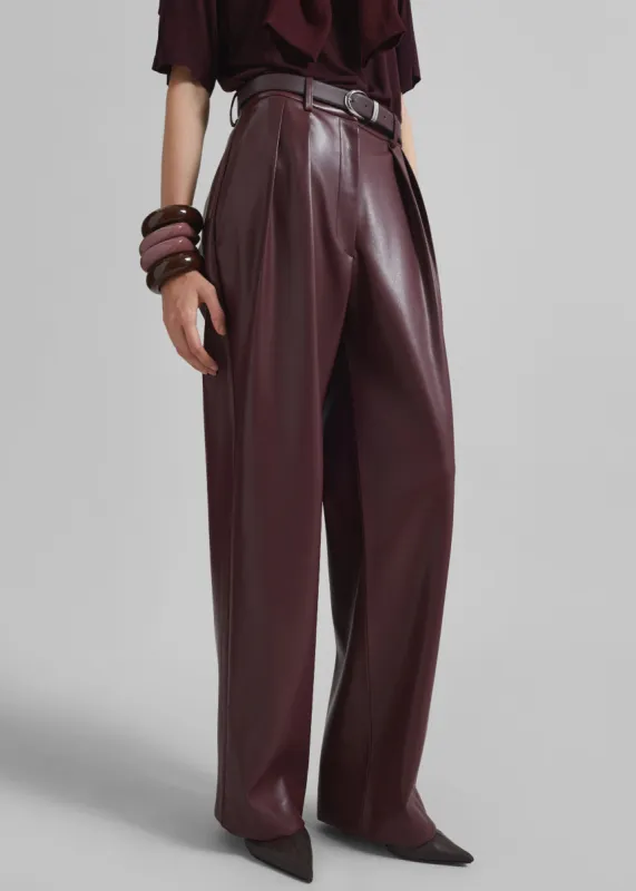 Helsinki Faux Leather Pants - Burgundy sold by Frankie Shop
