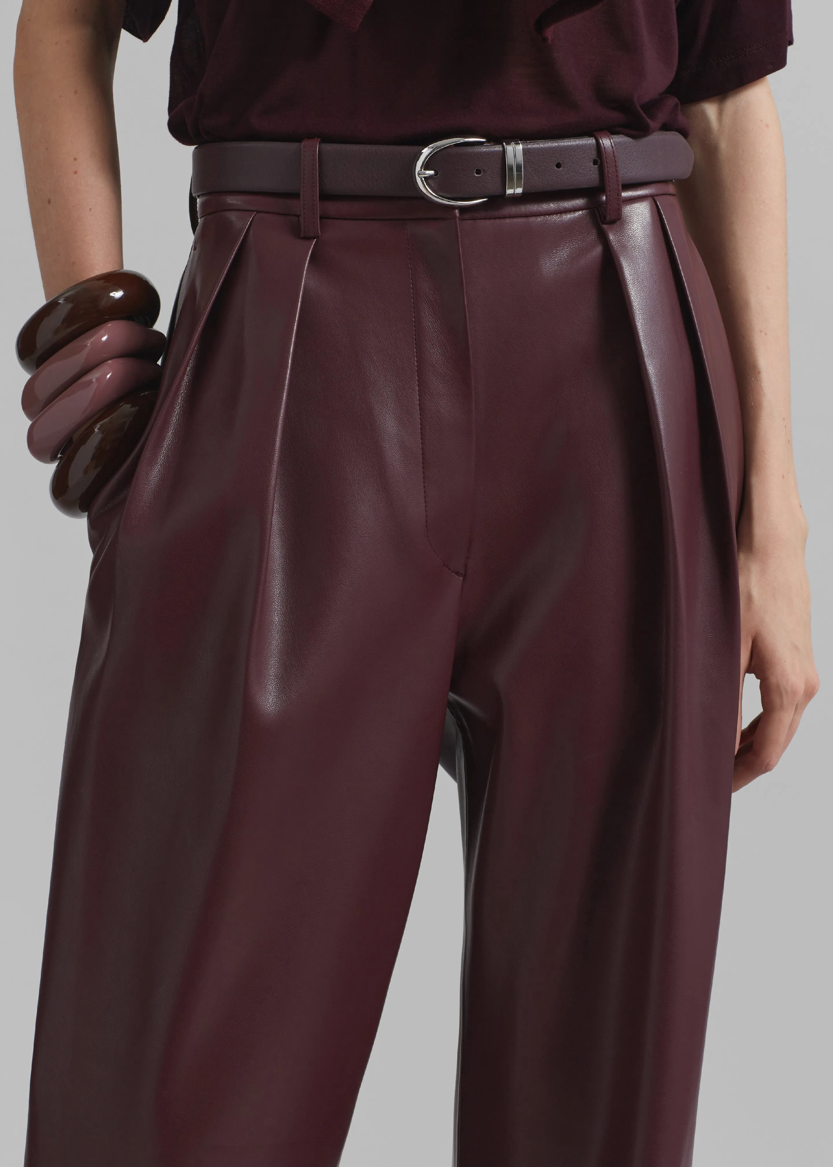 Helsinki Faux Leather Pants - Burgundy sold by Frankie Shop product image thumbnail 4