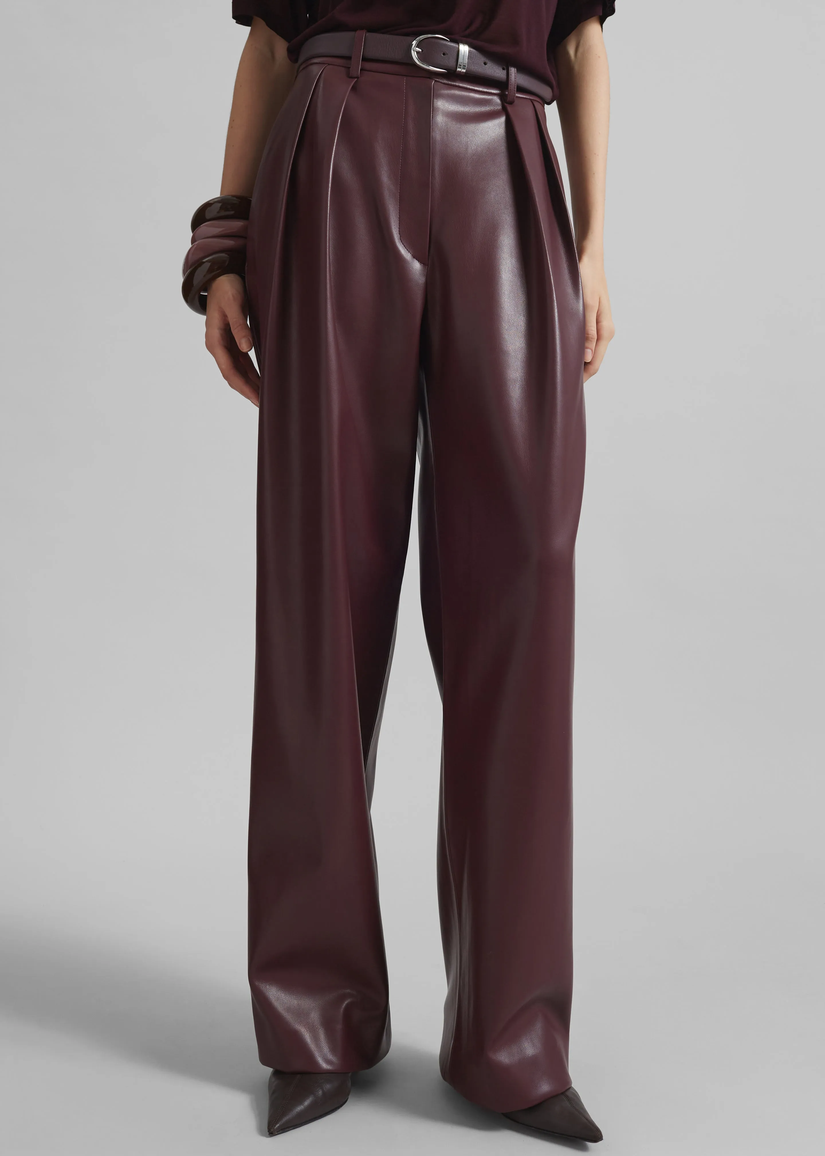Helsinki Faux Leather Pants - Burgundy sold by Frankie Shop product image thumbnail 3