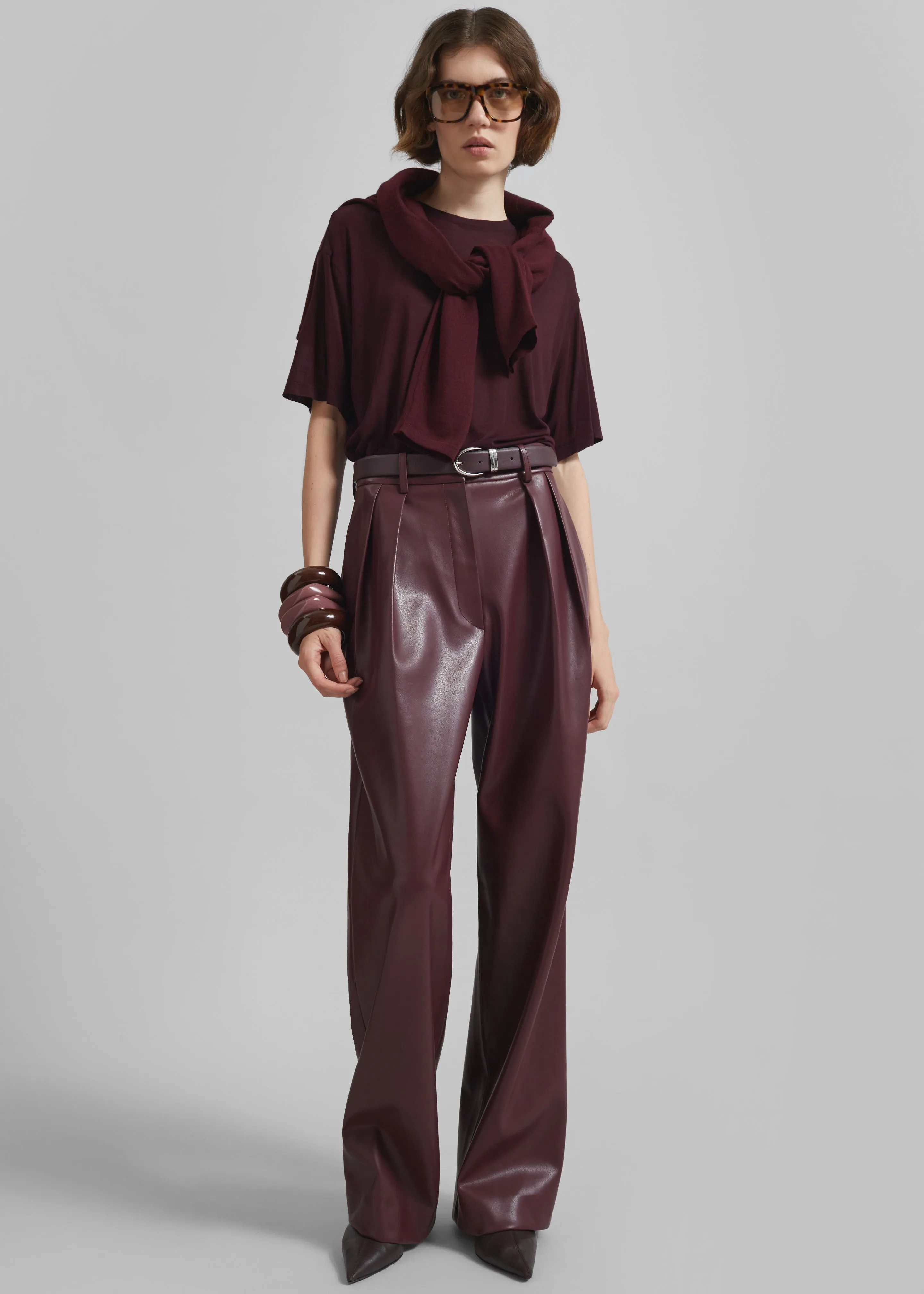 Helsinki Faux Leather Pants - Burgundy sold by Frankie Shop product image thumbnail 5