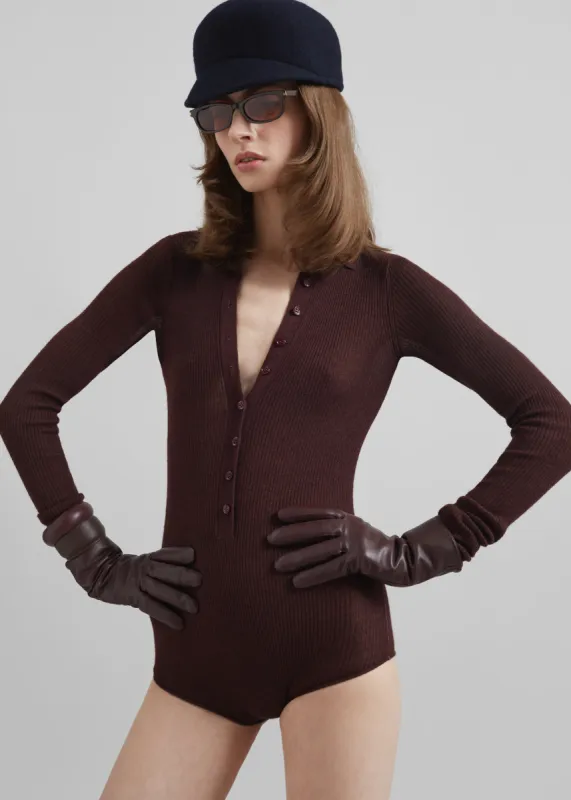 Solana Polo Bodysuit - Burgundy sold by Frankie Shop