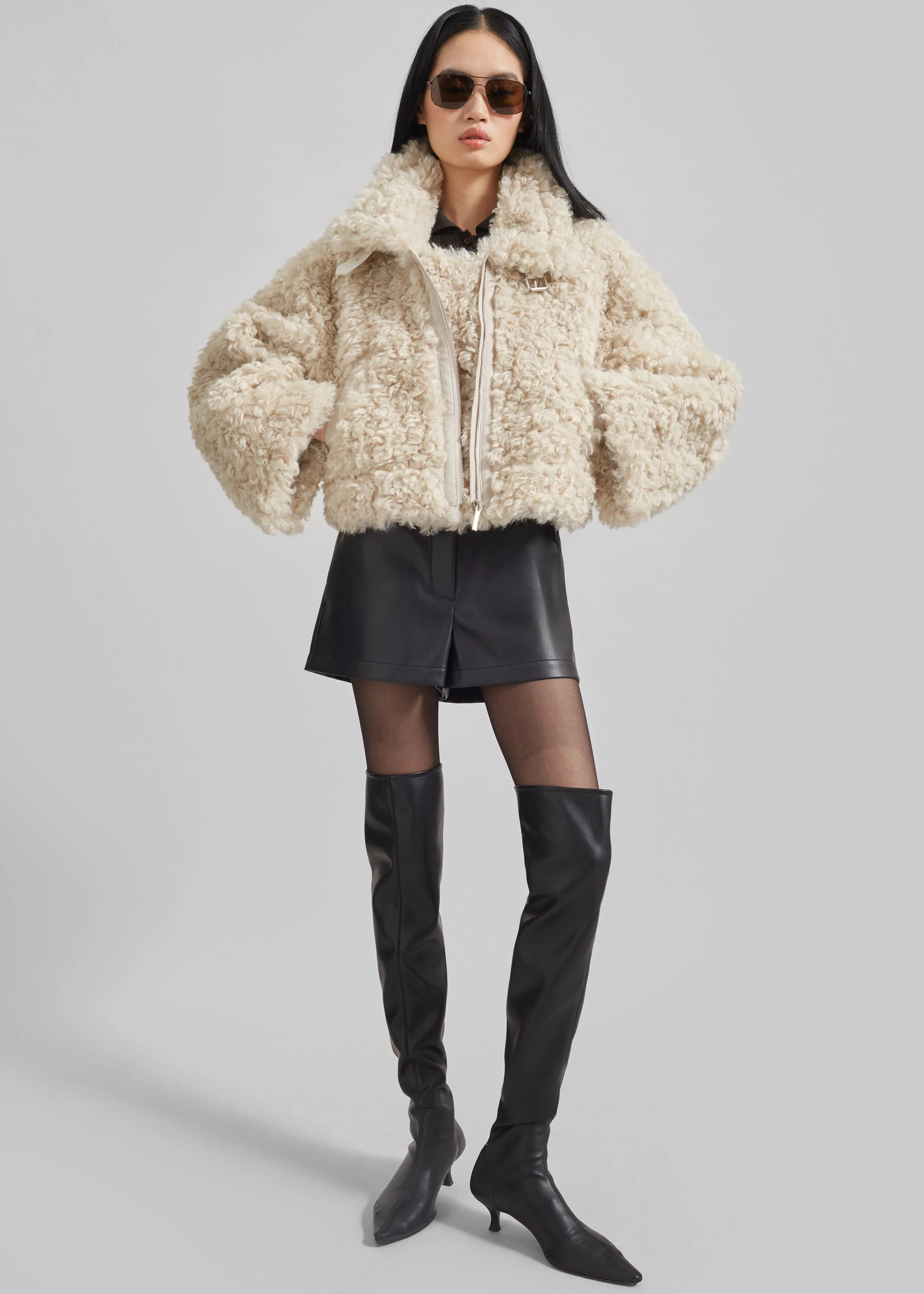 Skov Faux Shearling Jacket - Ivory sold by Frankie Shop