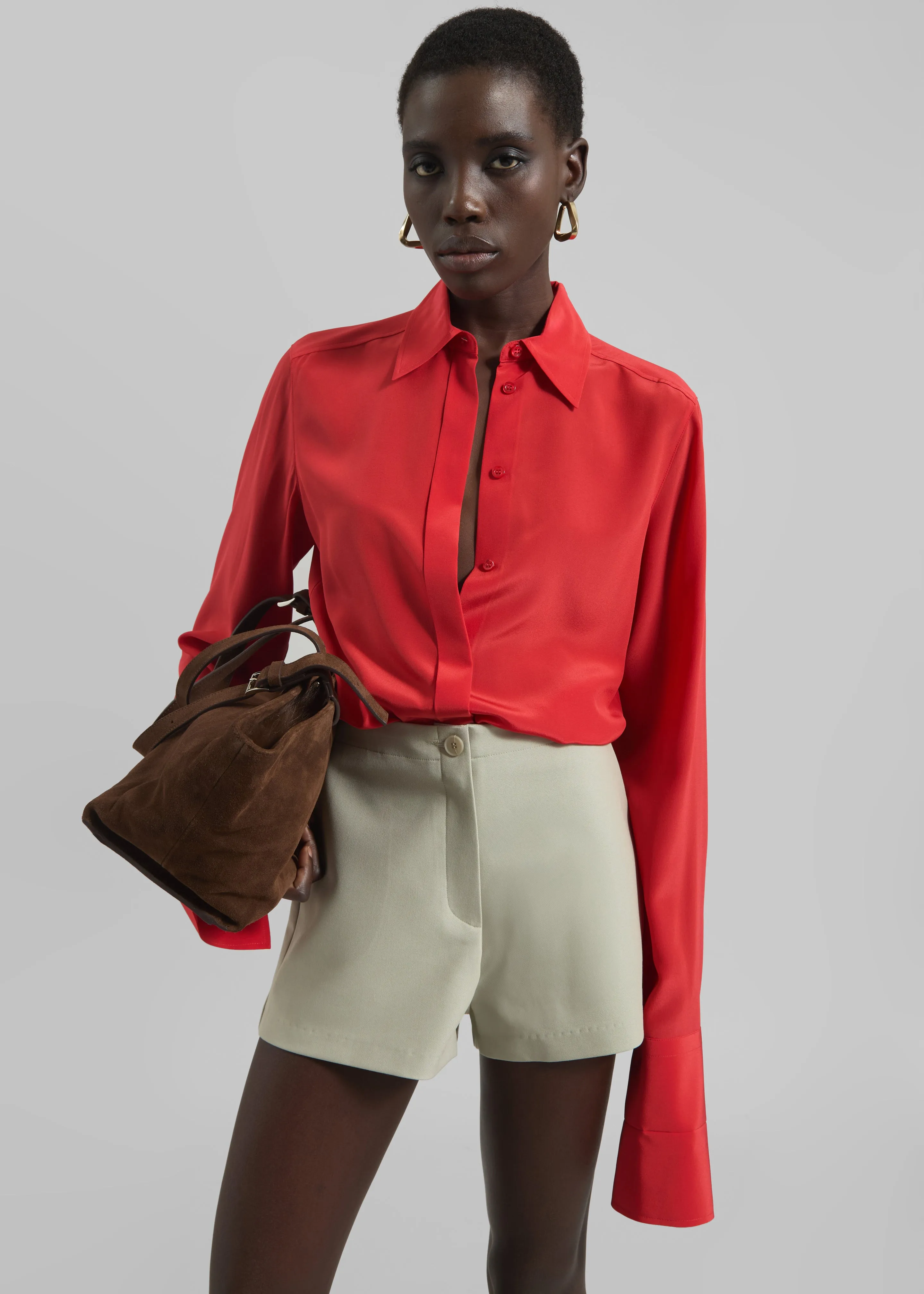 Sportmax Silk Crêpe Gemona Shirt - Red sold by Frankie Shop product image thumbnail 2