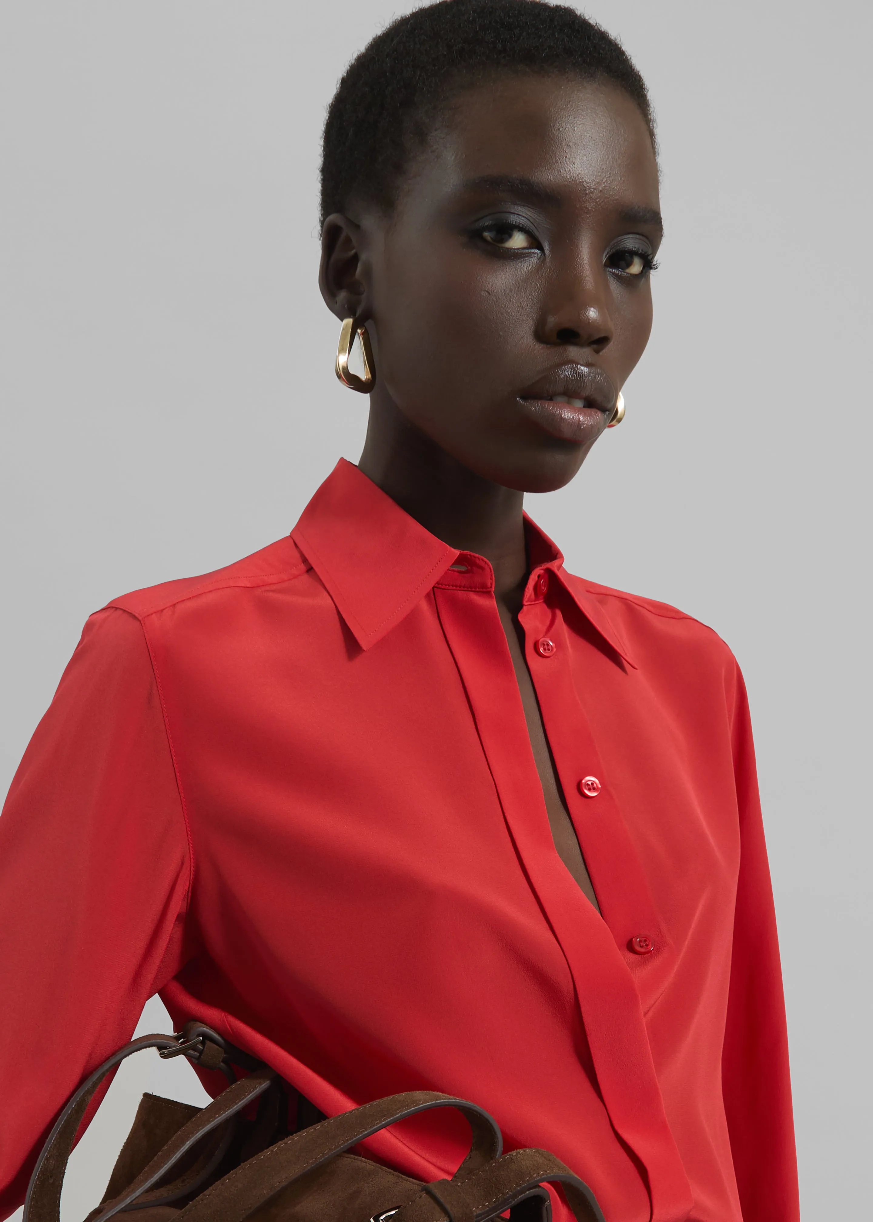 Sportmax Silk Crêpe Gemona Shirt - Red sold by Frankie Shop product image thumbnail 4