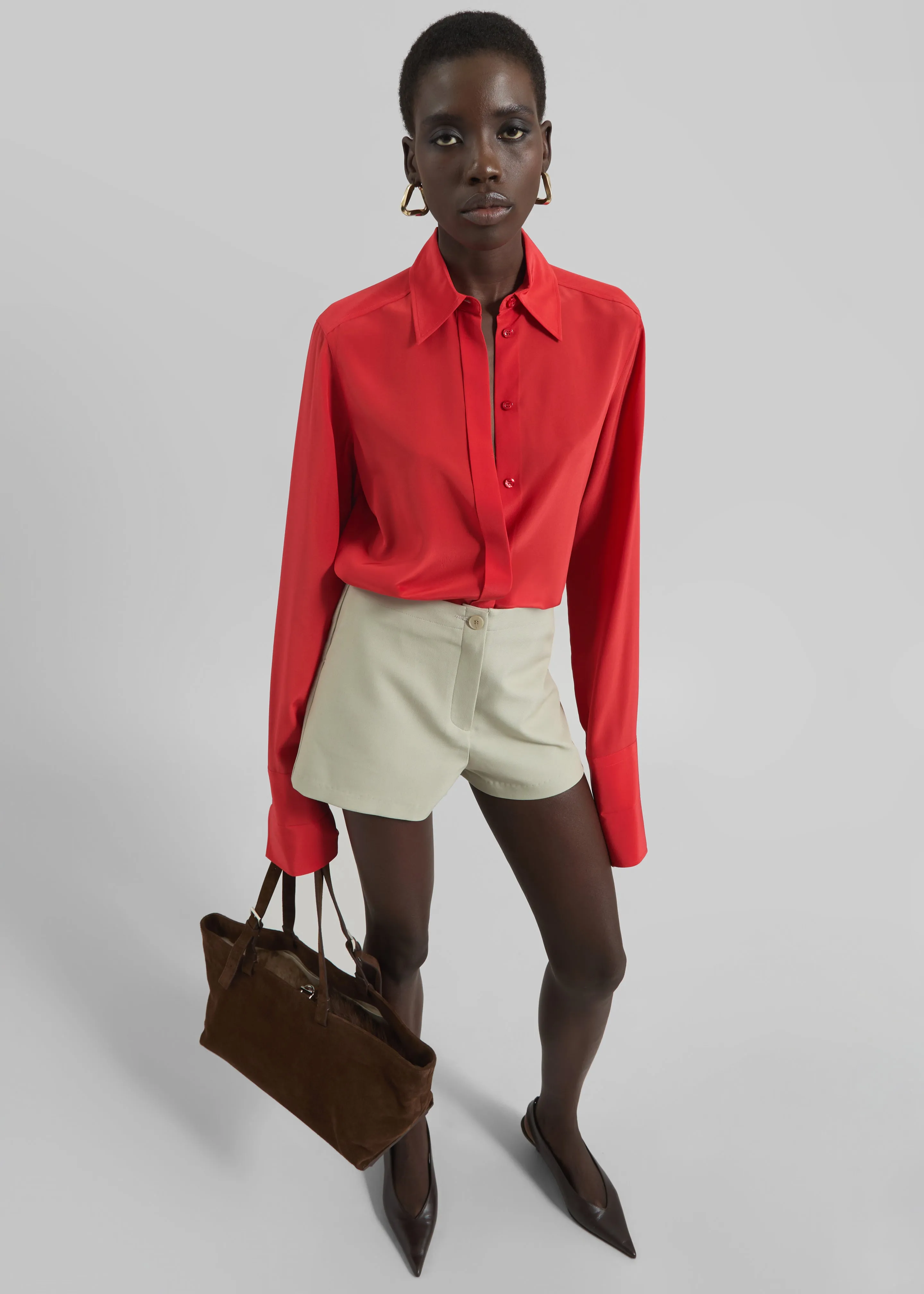 Sportmax Silk Crêpe Gemona Shirt - Red sold by Frankie Shop product image thumbnail 5