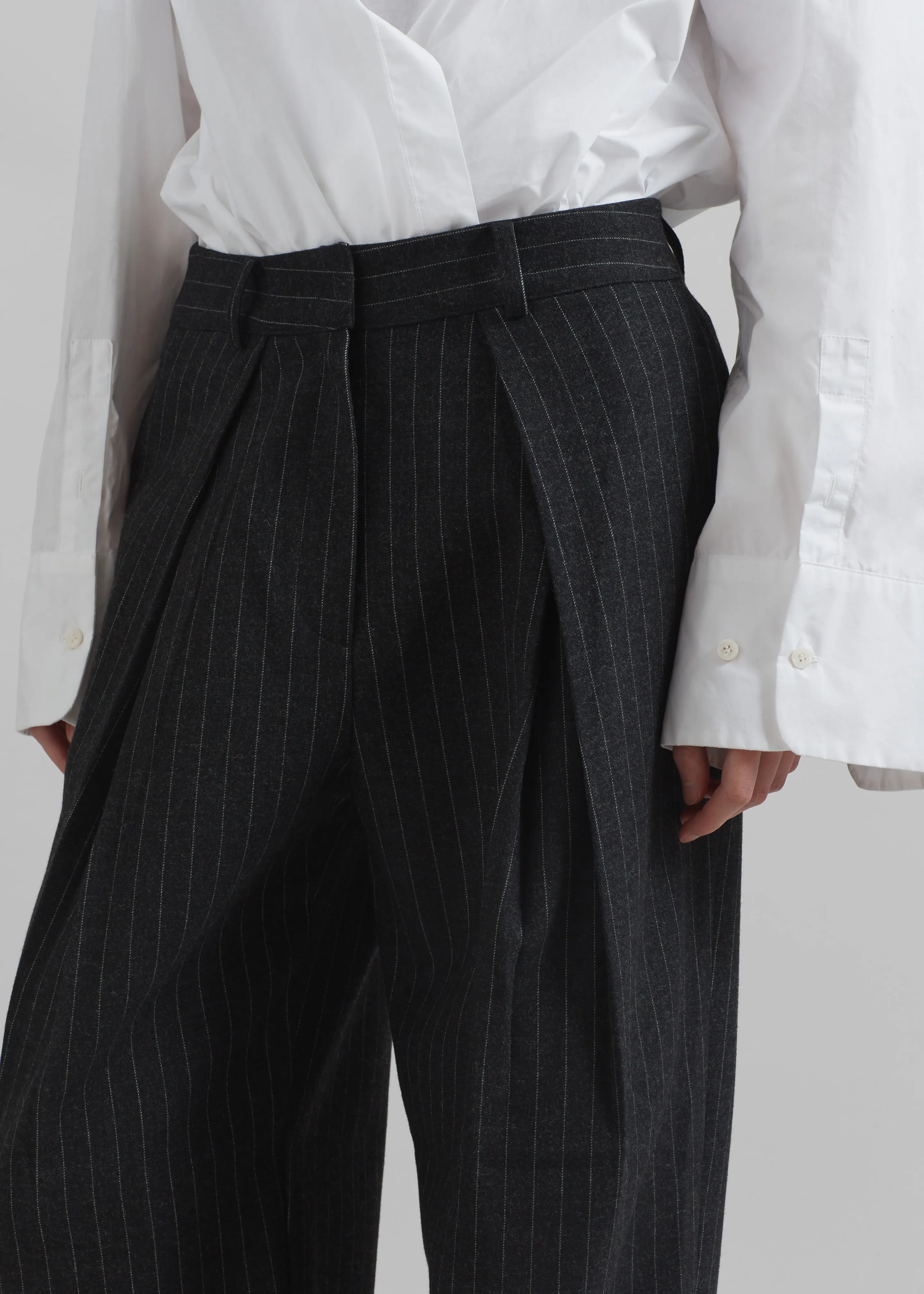 Halvyn Pleated Trousers - Charcoal/White Pinstripe sold by Frankie Shop product image thumbnail 2