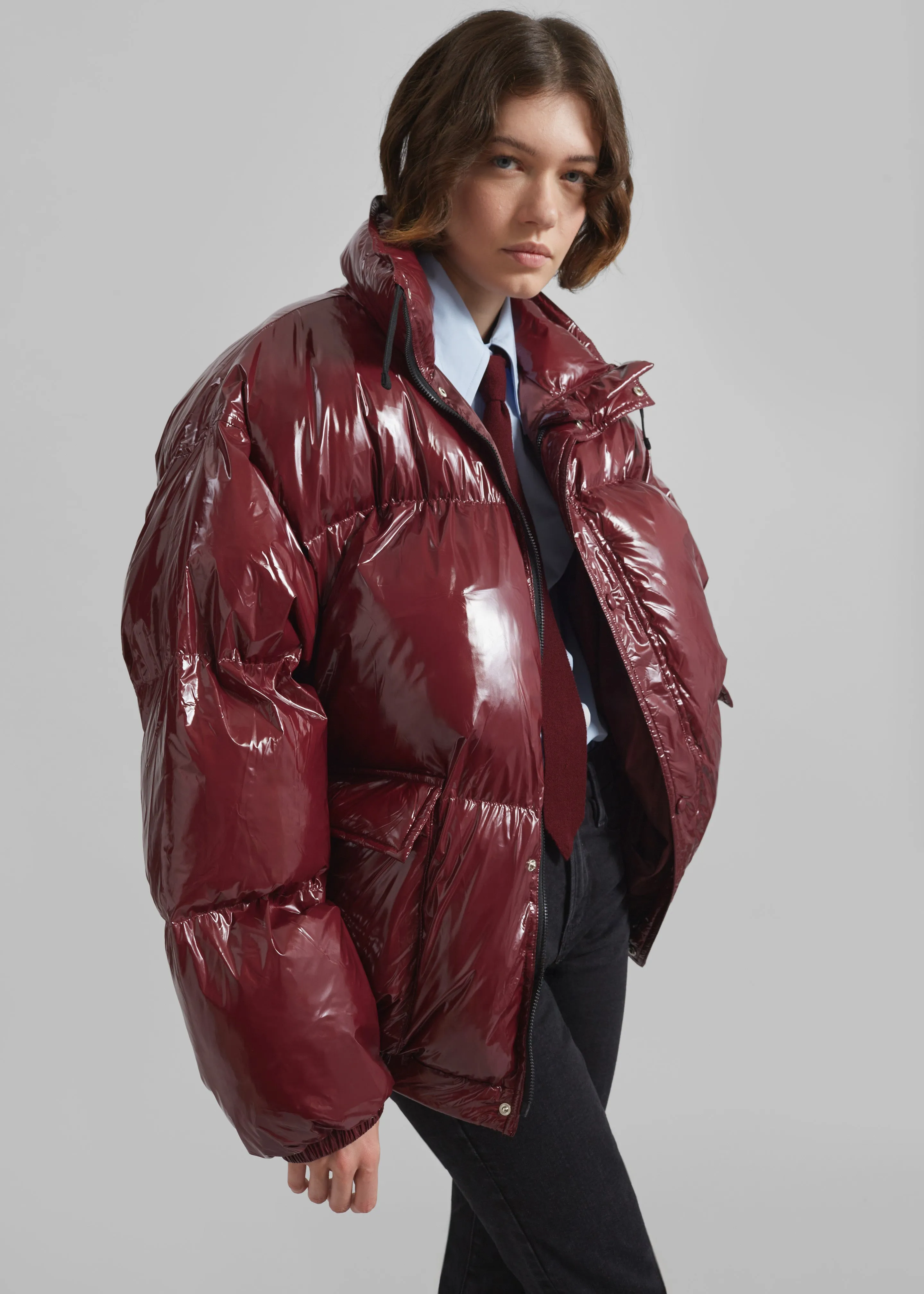 Harrow Glossy Puffer Jacket - Burgundy sold by Frankie Shop product image thumbnail 4