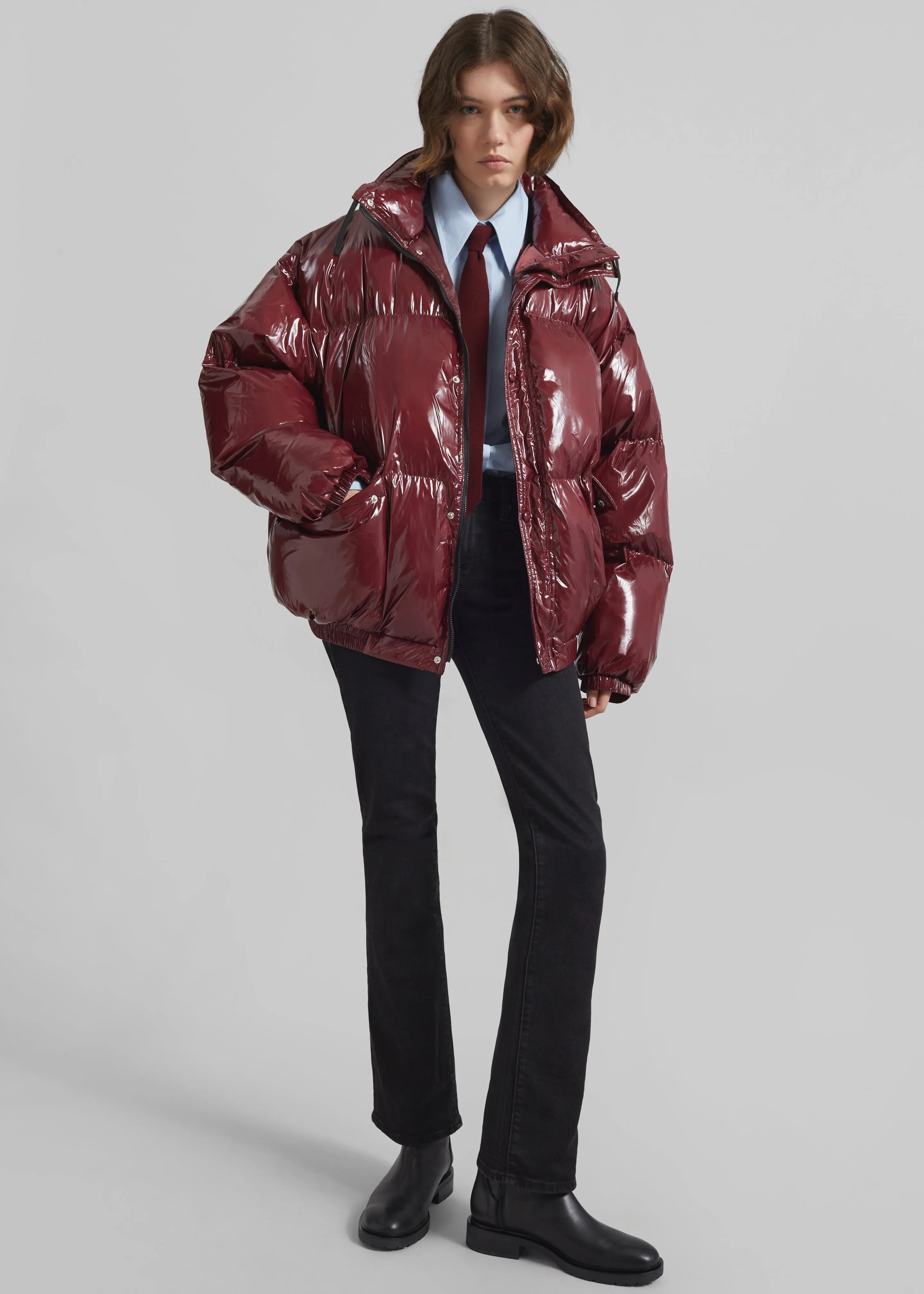 Harrow Glossy Puffer Jacket - Burgundy sold by Frankie Shop