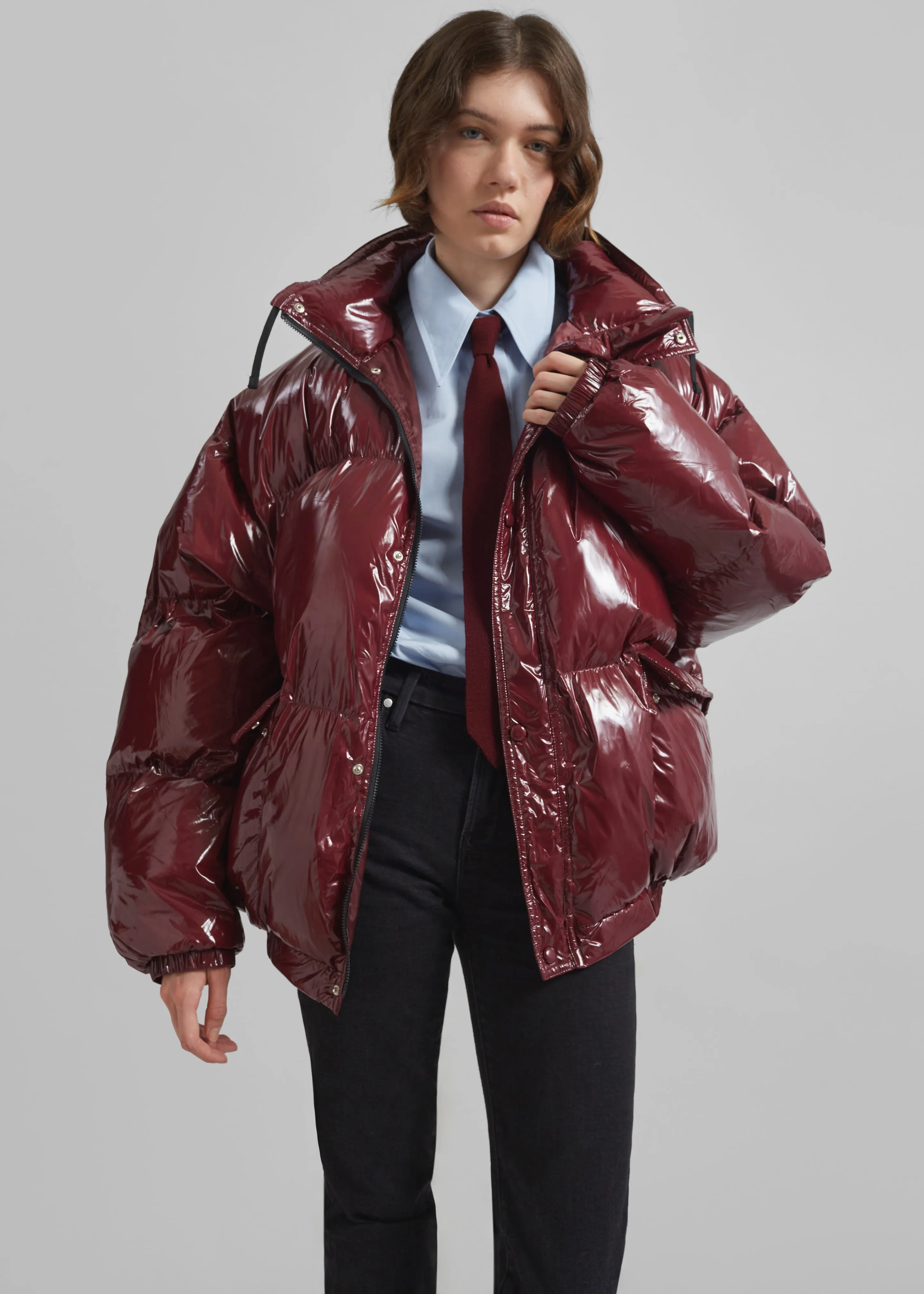 Harrow Glossy Puffer Jacket - Burgundy sold by Frankie Shop product image thumbnail 2
