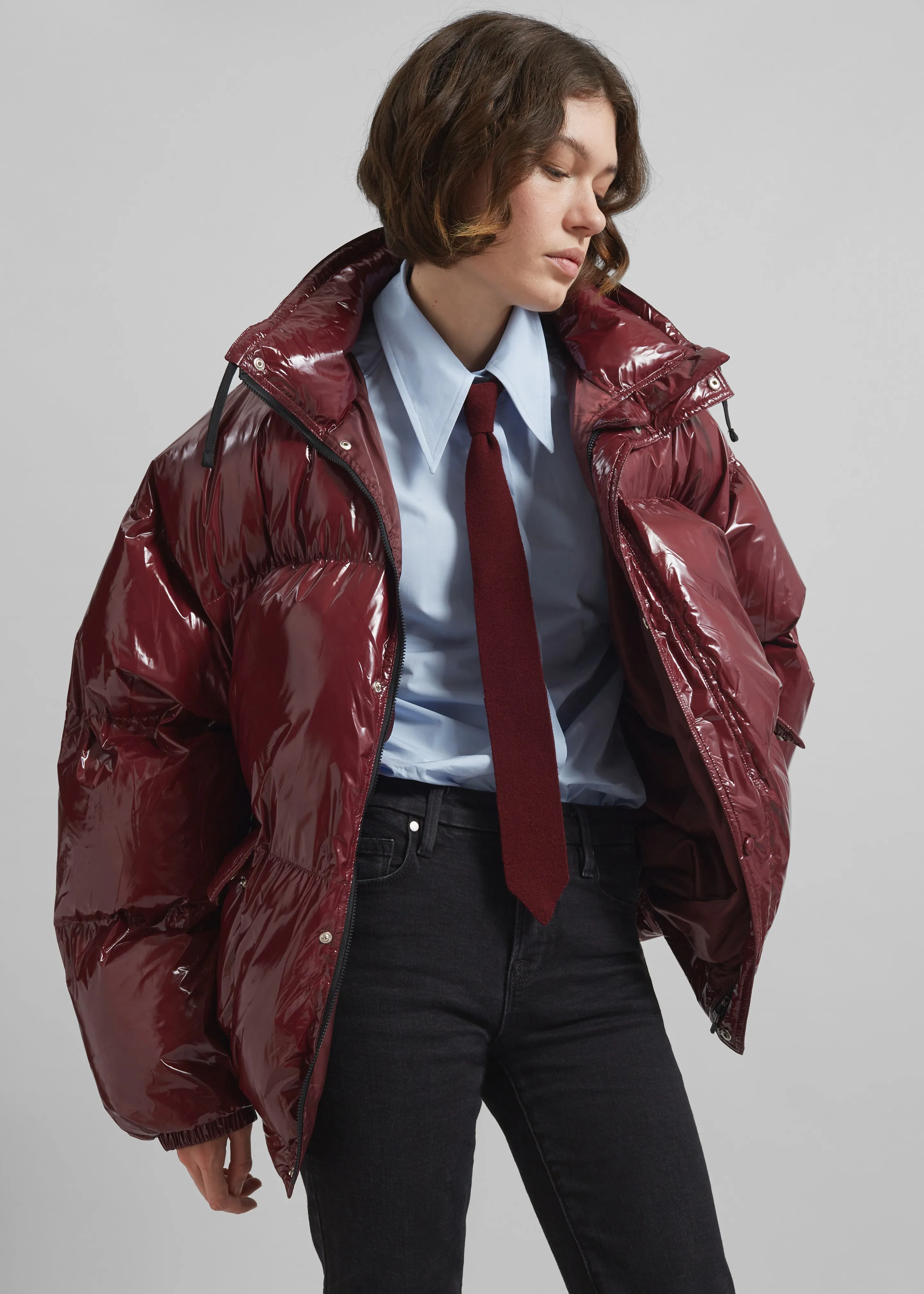 Harrow Glossy Puffer Jacket - Burgundy sold by Frankie Shop product image thumbnail 3
